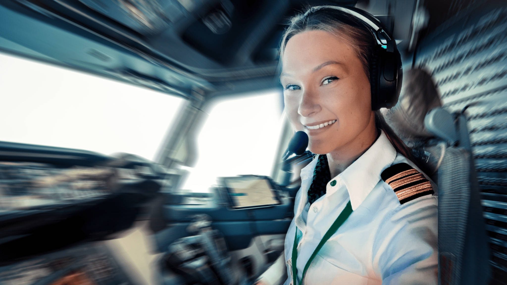 female pilot, uniform, cockpit, Full HD Desktop Wallpaper