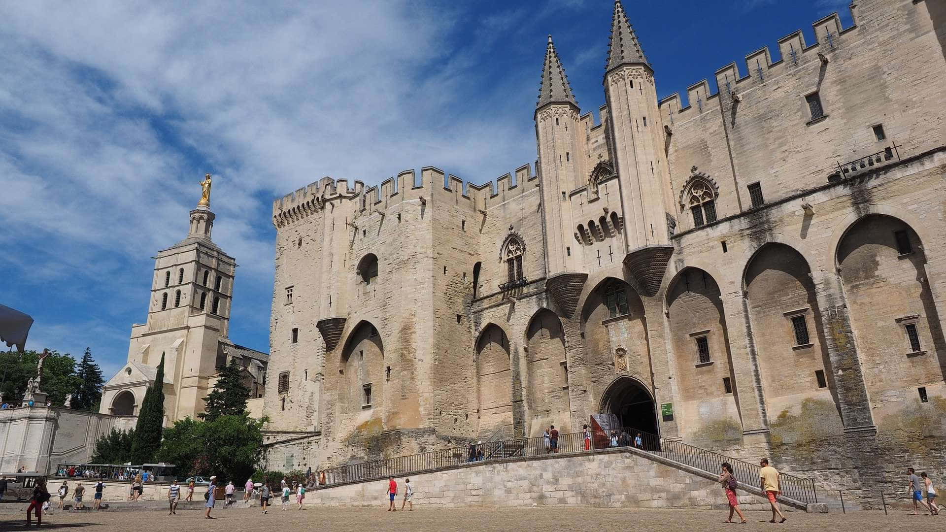 Avignon, Grand stone fortress, pointed turrets, Full HD Desktop Wallpaper