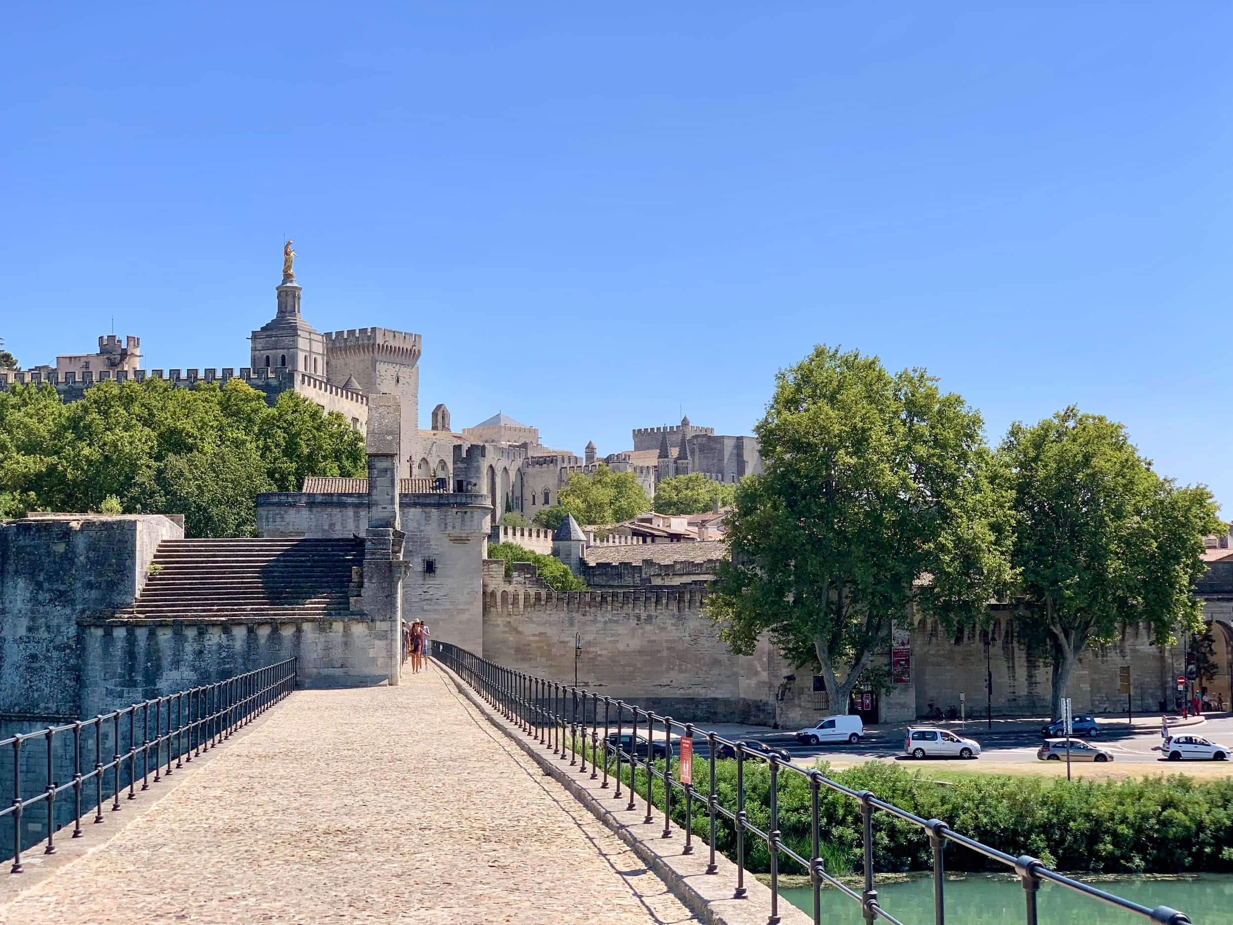 Avignon, stone bridge, historic fortified city, Full HD Desktop Wallpaper