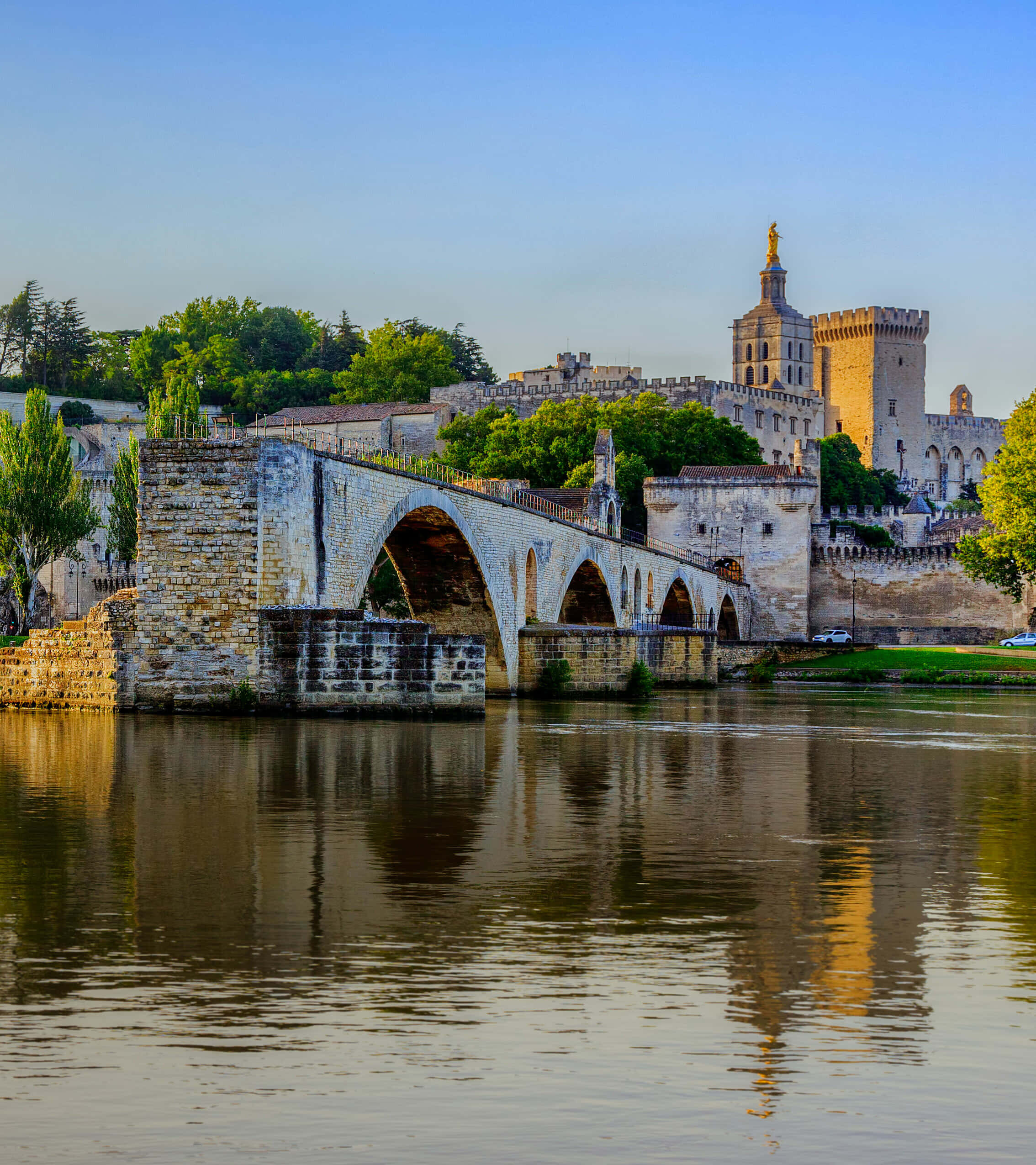 Avignon, Ancient stone bridge, arched spans, Full HD Phone Wallpaper