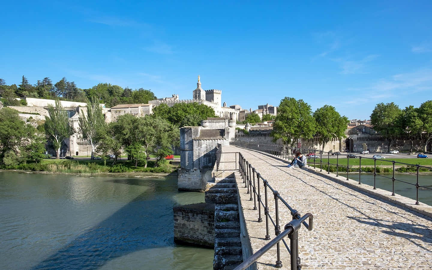 Avignon, historic stone bridge, cobblestone path, HD Desktop Wallpaper