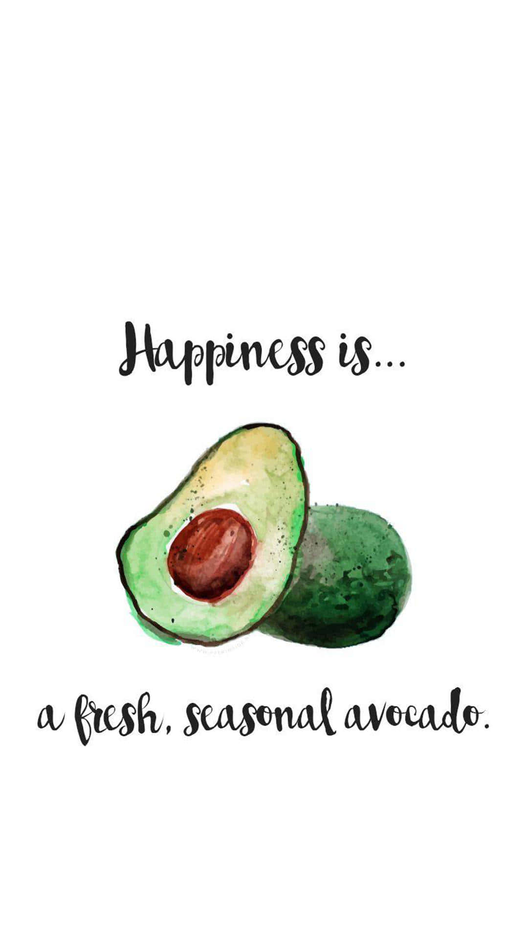 avocado iPhone, watercolor illustration, halved avocado, Full HD Phone Wallpaper