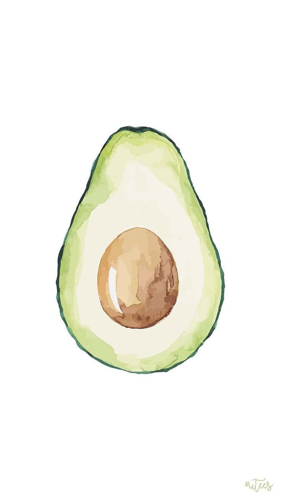 Avocado iPhone, watercolor illustration, halved avocado, Full HD Phone Wallpaper