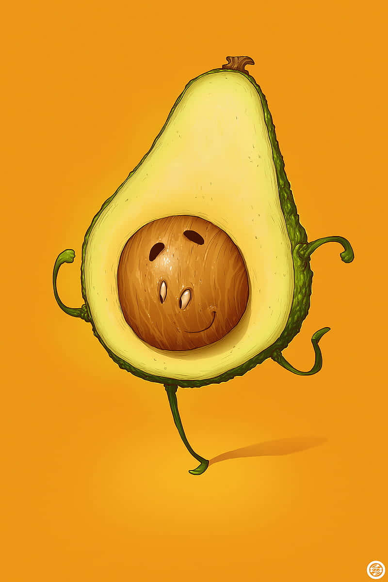 Avocado iPhone, cartoon avocado, smiling pit, SD Phone Wallpaper