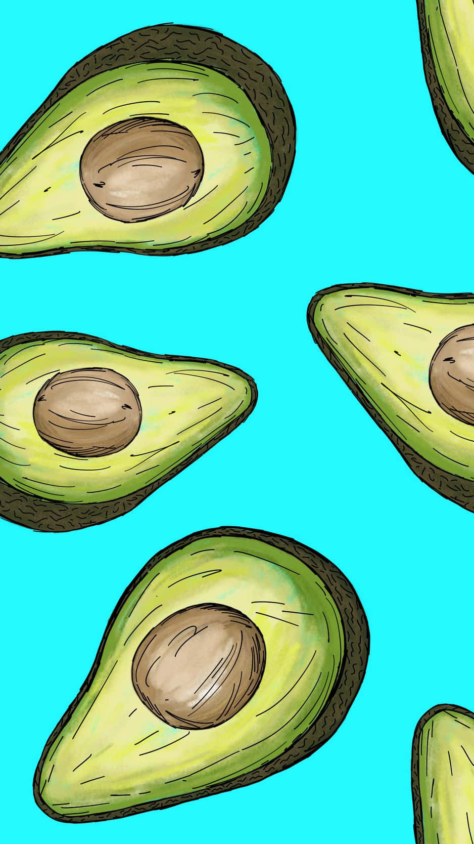 avocado, blue background, sliced avocados, HD Phone Wallpaper