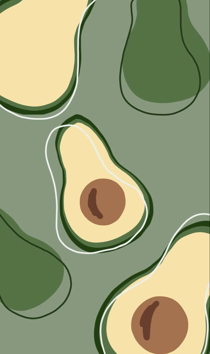 avocado, green background, white outlines, SD Phone Wallpaper