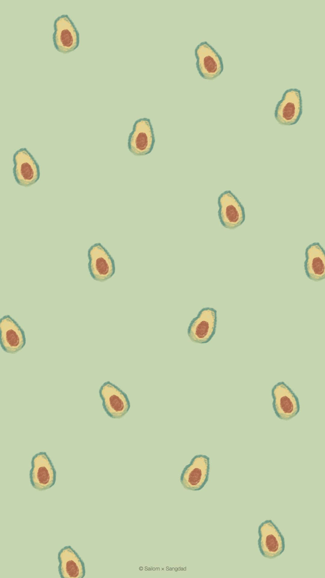 Avocado iPhone, mint green, illustrated avocado halves, Full HD Phone Wallpaper