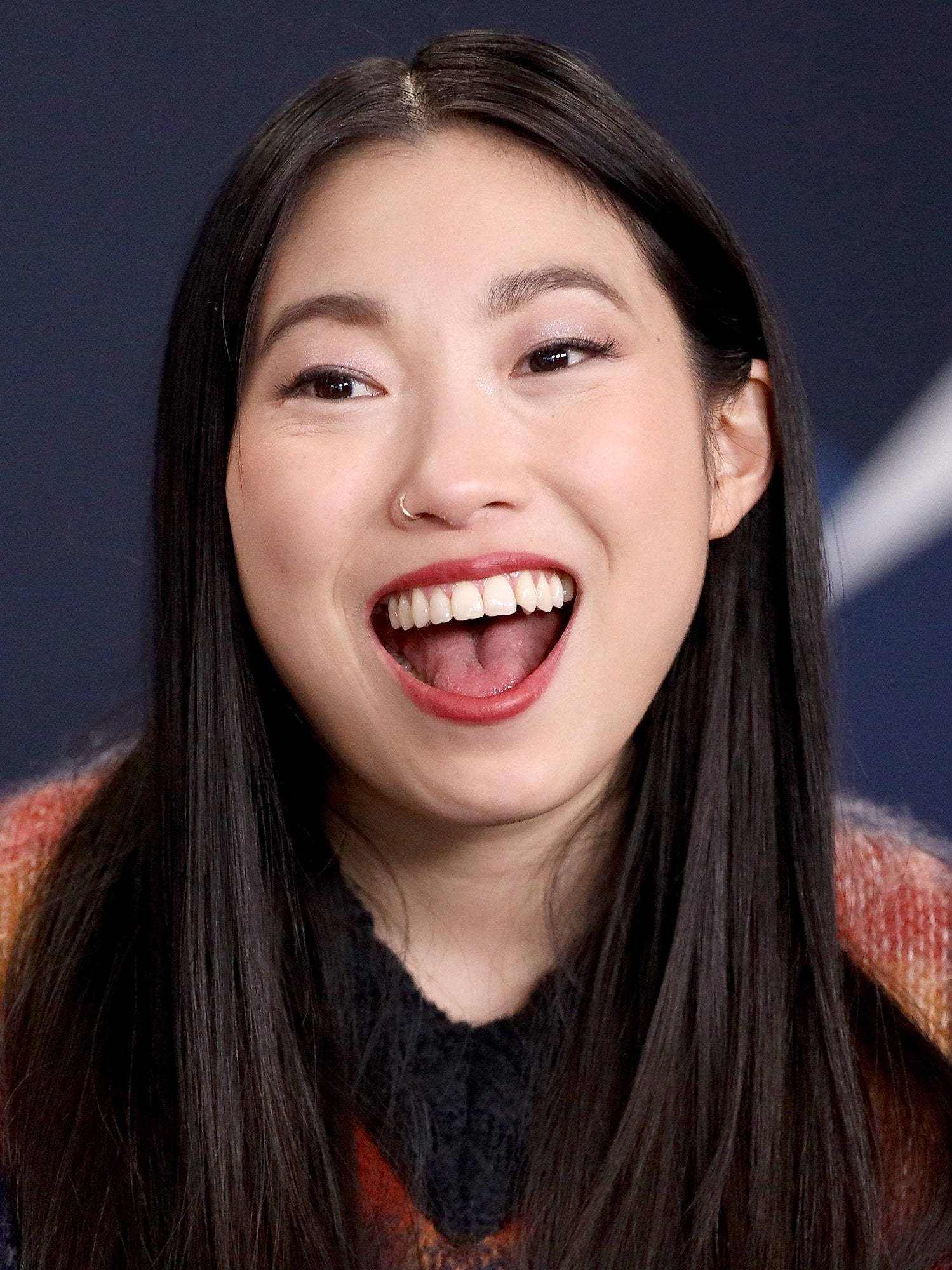 Awkwafina, close up portrait photograph, long dark hair, Full HD Phone Wallpaper