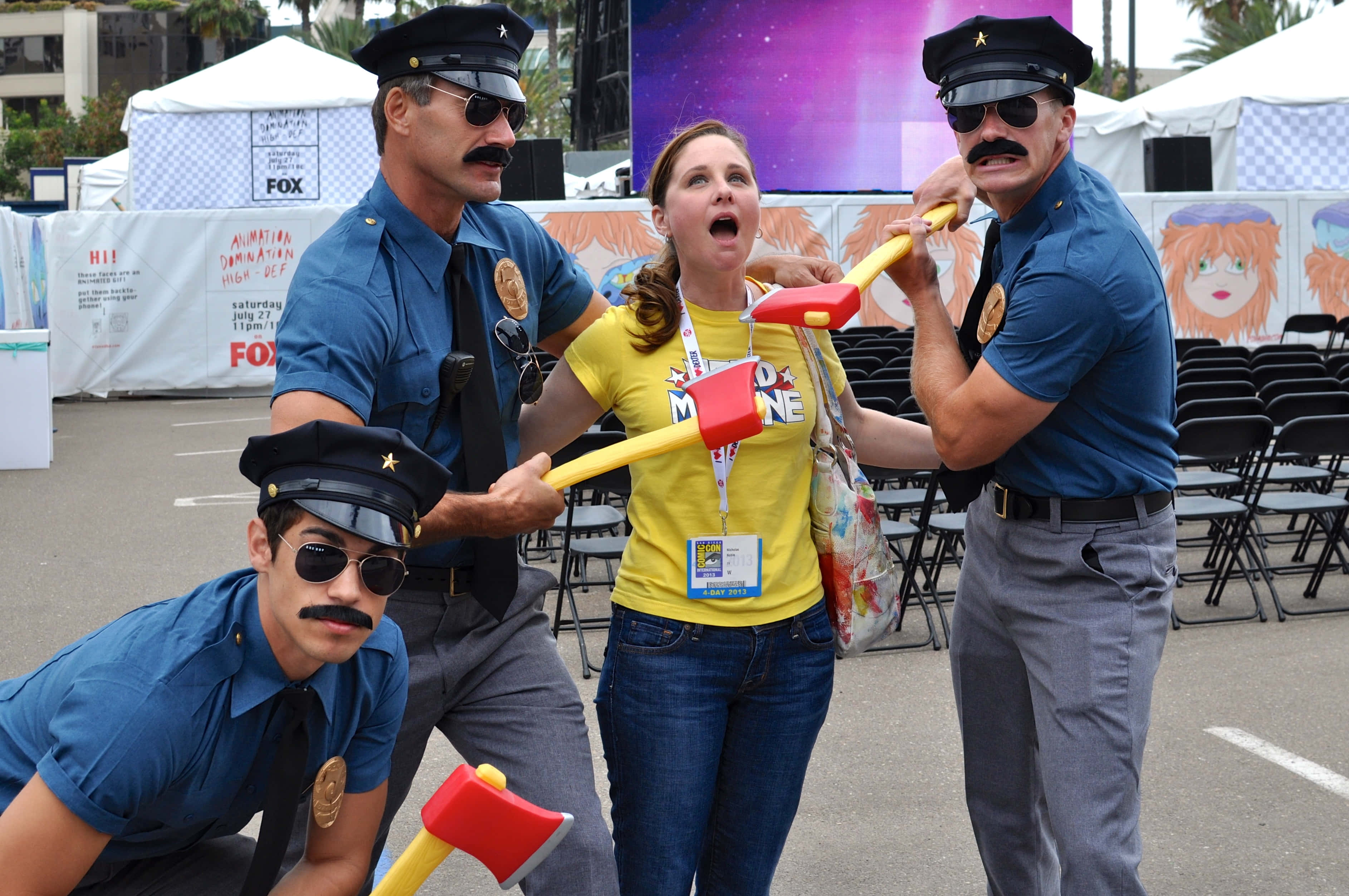 Axe Cop, foam axes, comic convention, 2K Desktop Wallpaper