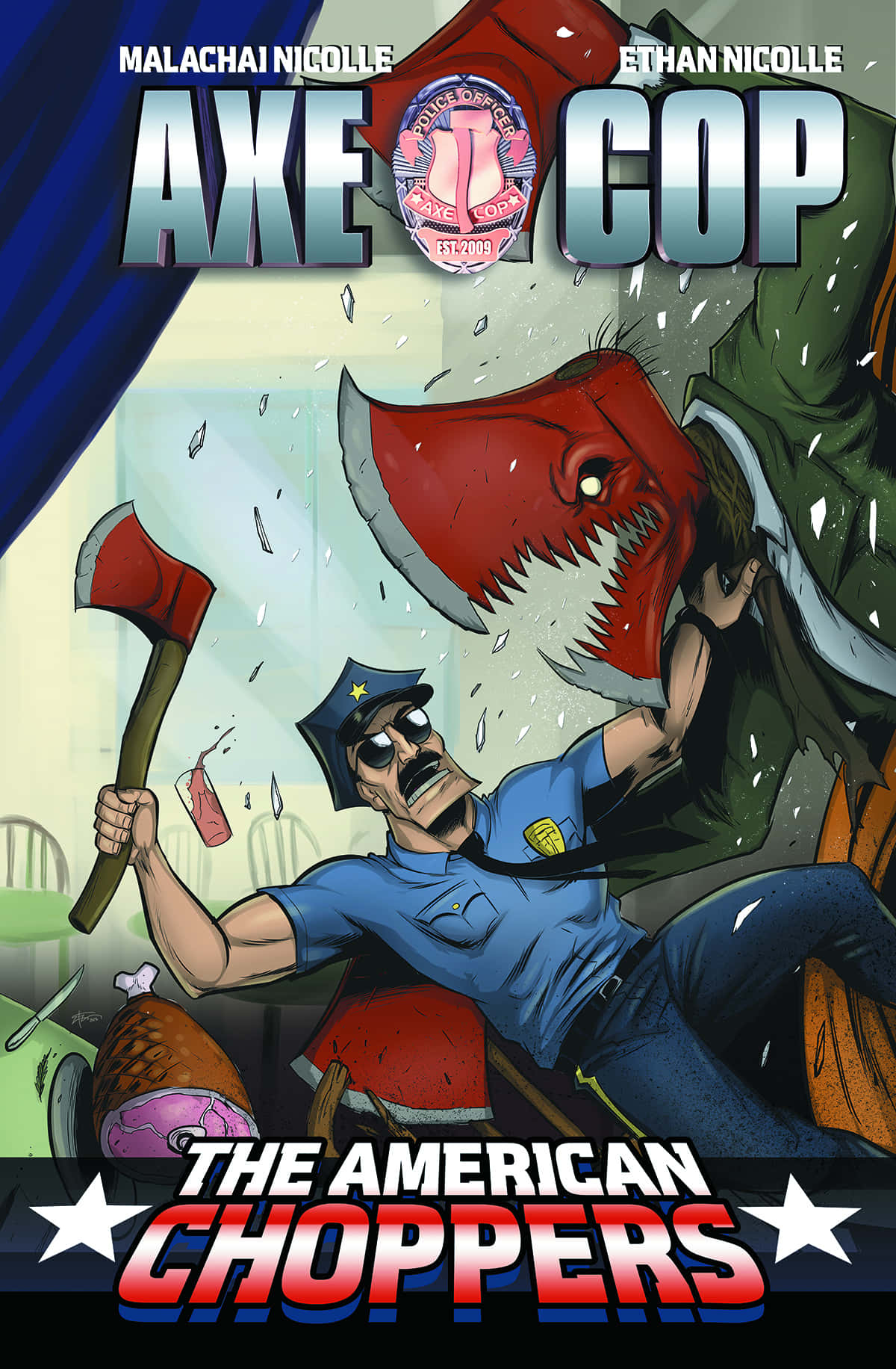 Axe Cop, unique weapon, purple and intense background, HD Phone Wallpaper