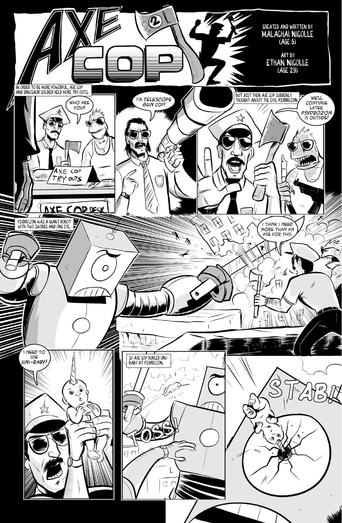 Axe Cop, giant robot, unicorn horn, HD Phone Wallpaper