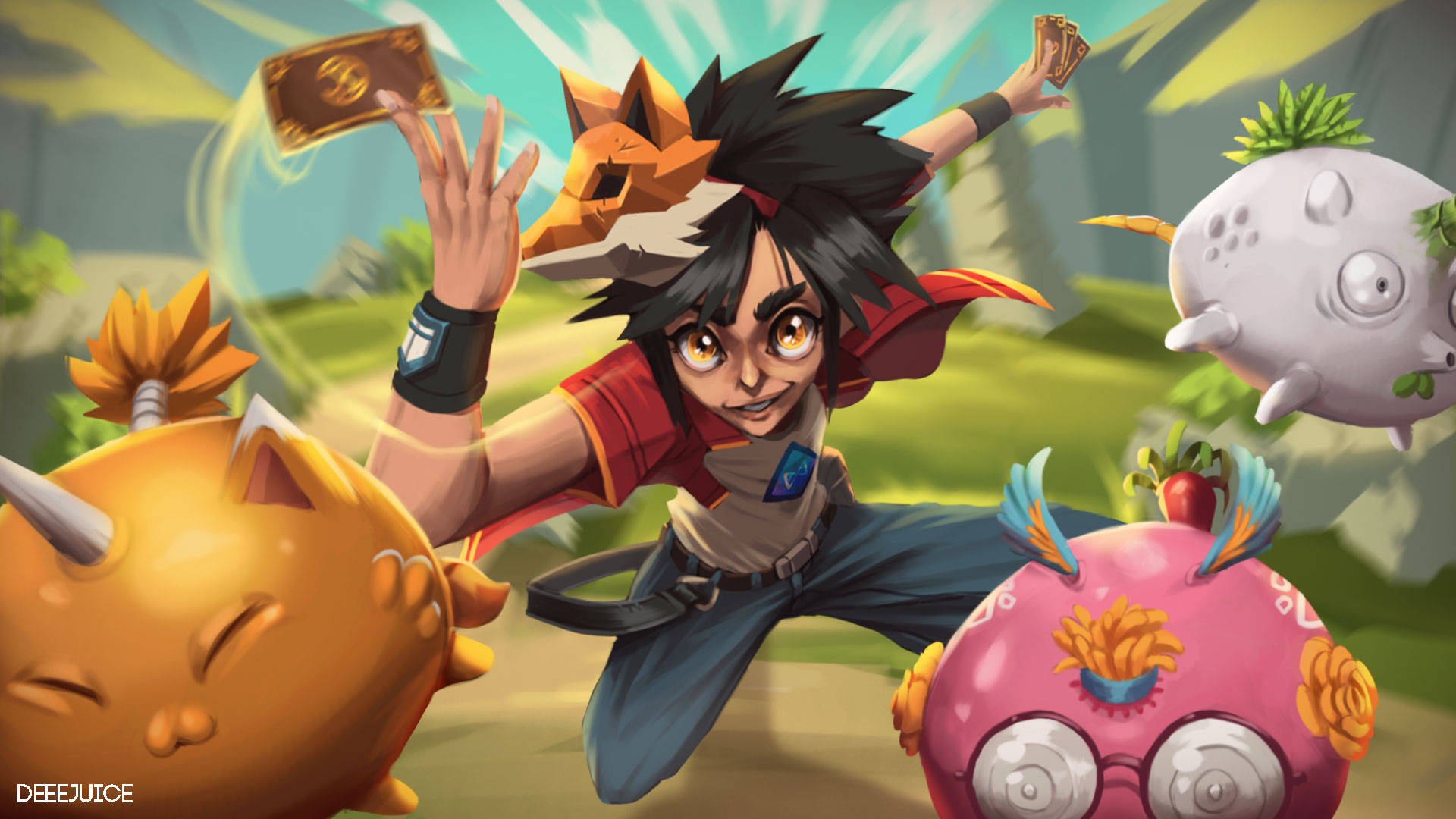 Axie Infinity, anime-style character, spiky hair, Full HD Desktop Wallpaper