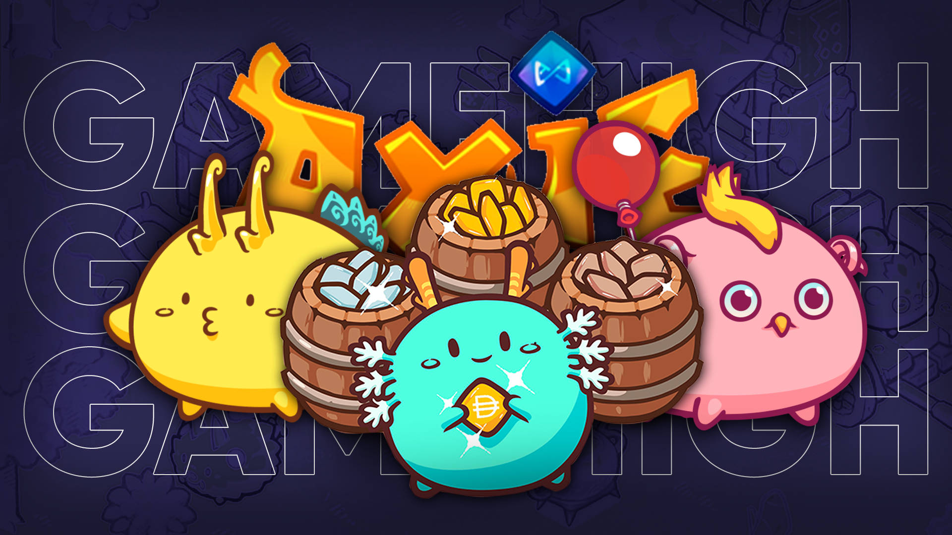 Axie Infinity, digital 2d cover, cute cartoon creatures, Full HD Desktop Wallpaper