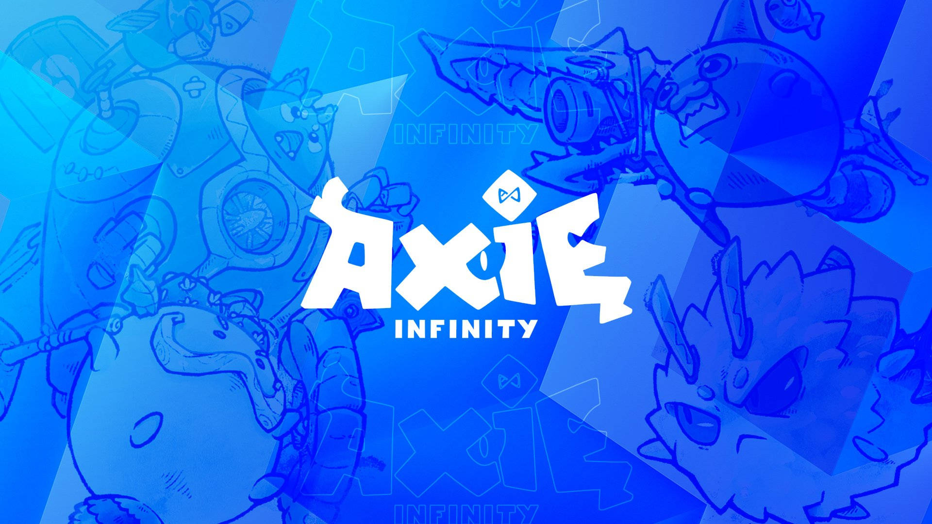 Axie Infinity, white, blue-toned, Full HD Desktop Wallpaper