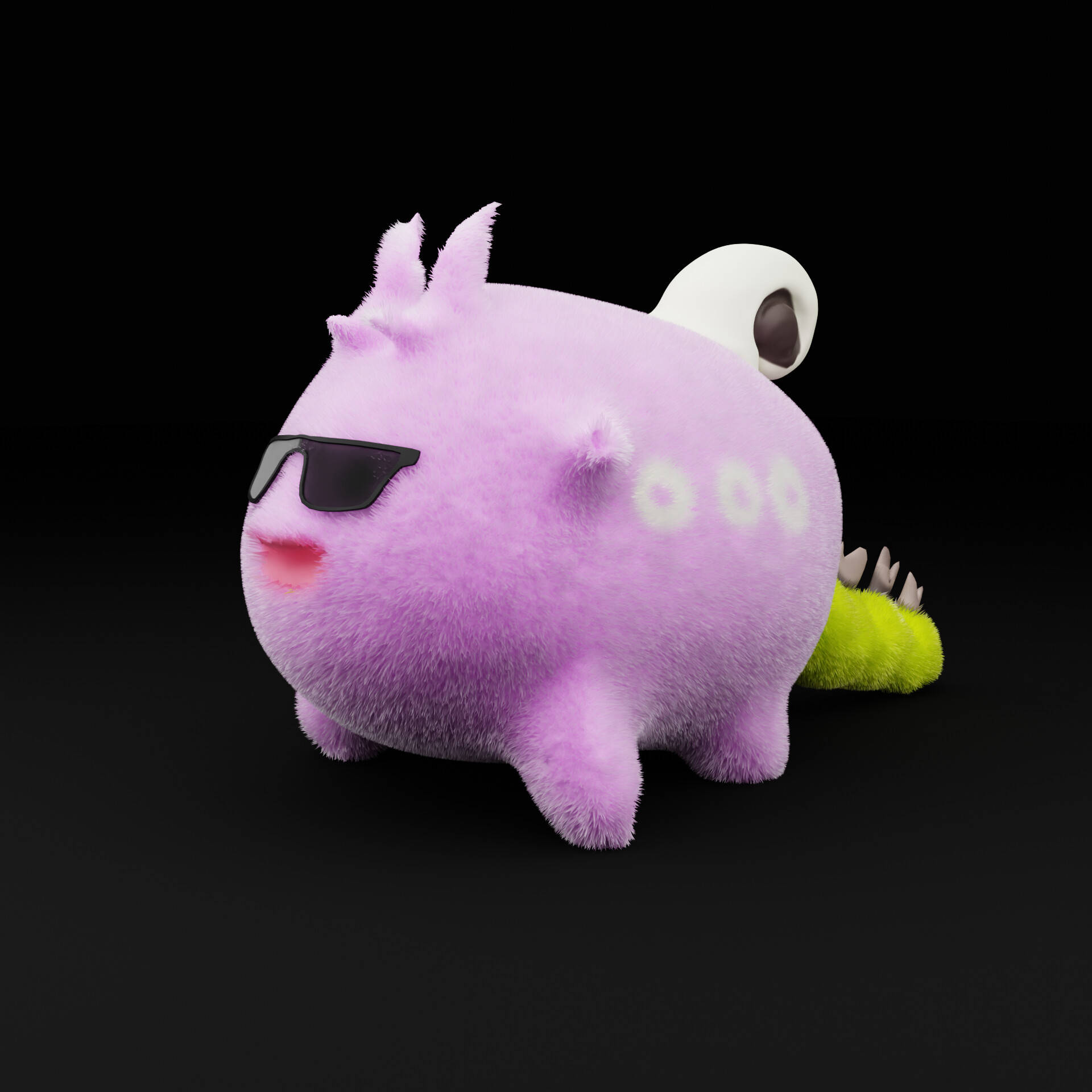 Axie Infinity, fluffy purple 3d-rendered creature, sunglasses, Full HD Desktop Wallpaper