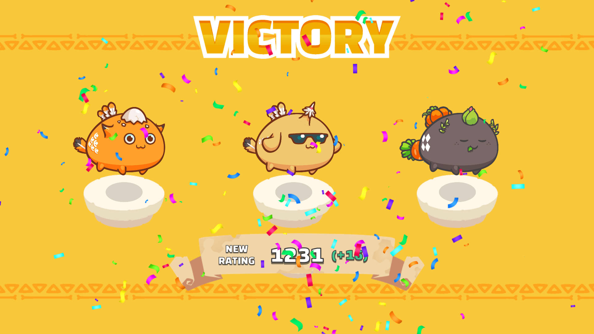 Axie Infinity, Victory User Interface, confetti, Full HD Desktop Wallpaper