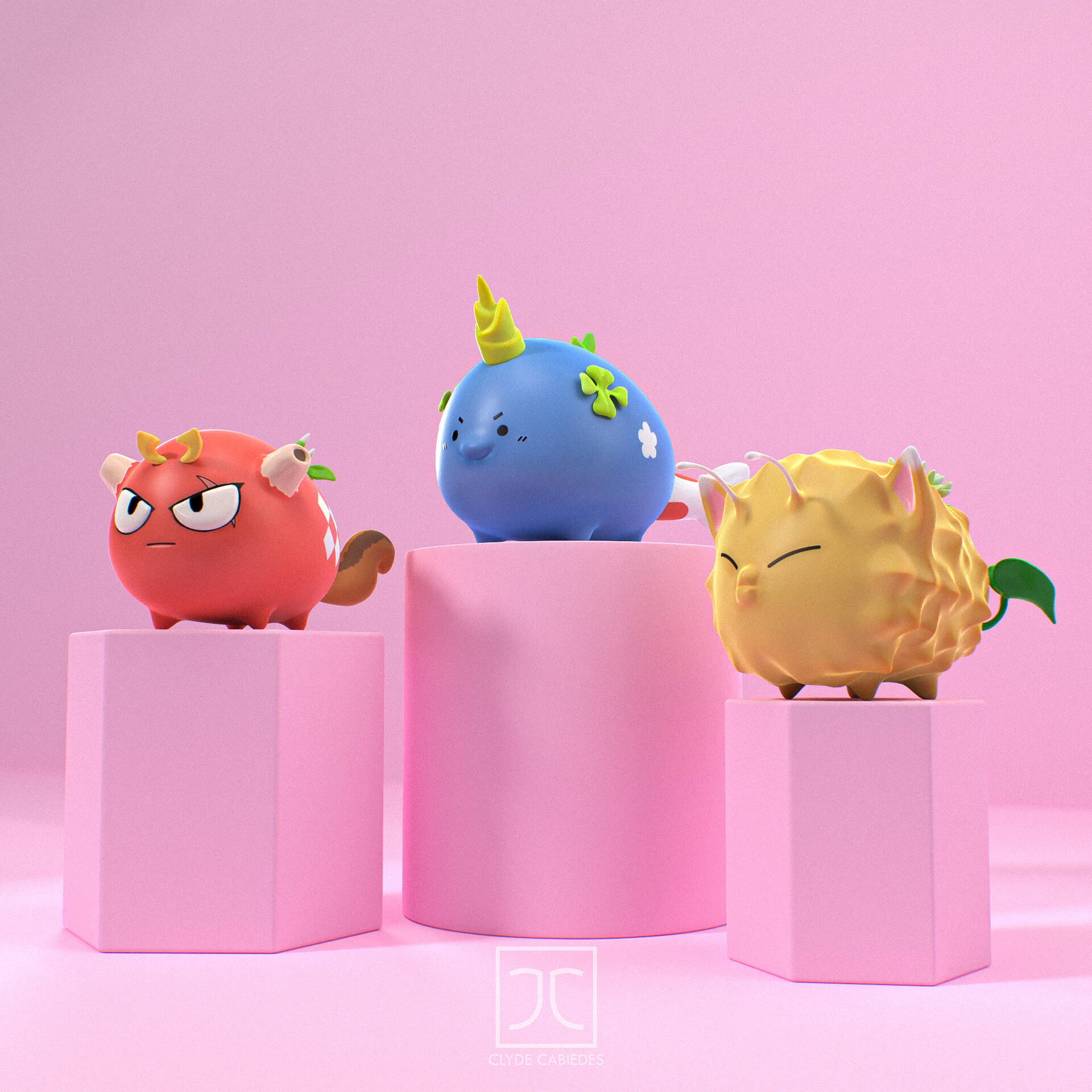 Axie Infinity, red, blue, Full HD Desktop Wallpaper
