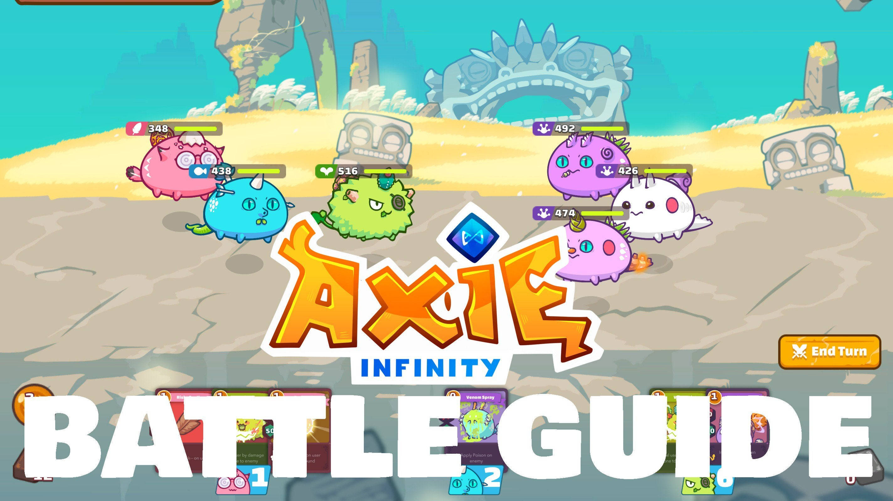 Axie Infinity, sandy arena, ancient ruins, 2K Desktop Wallpaper