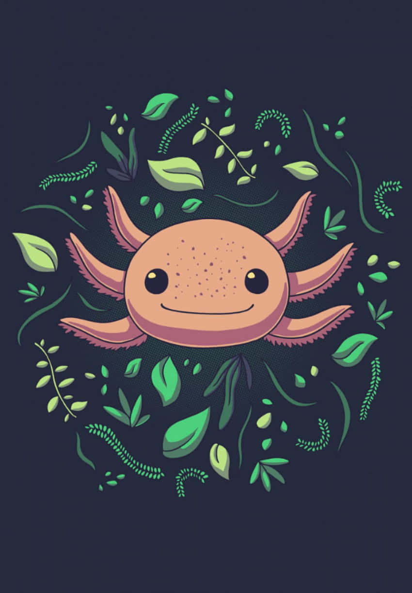 cute axolotl head, pink axolotl, smiling face, SD Phone Wallpaper