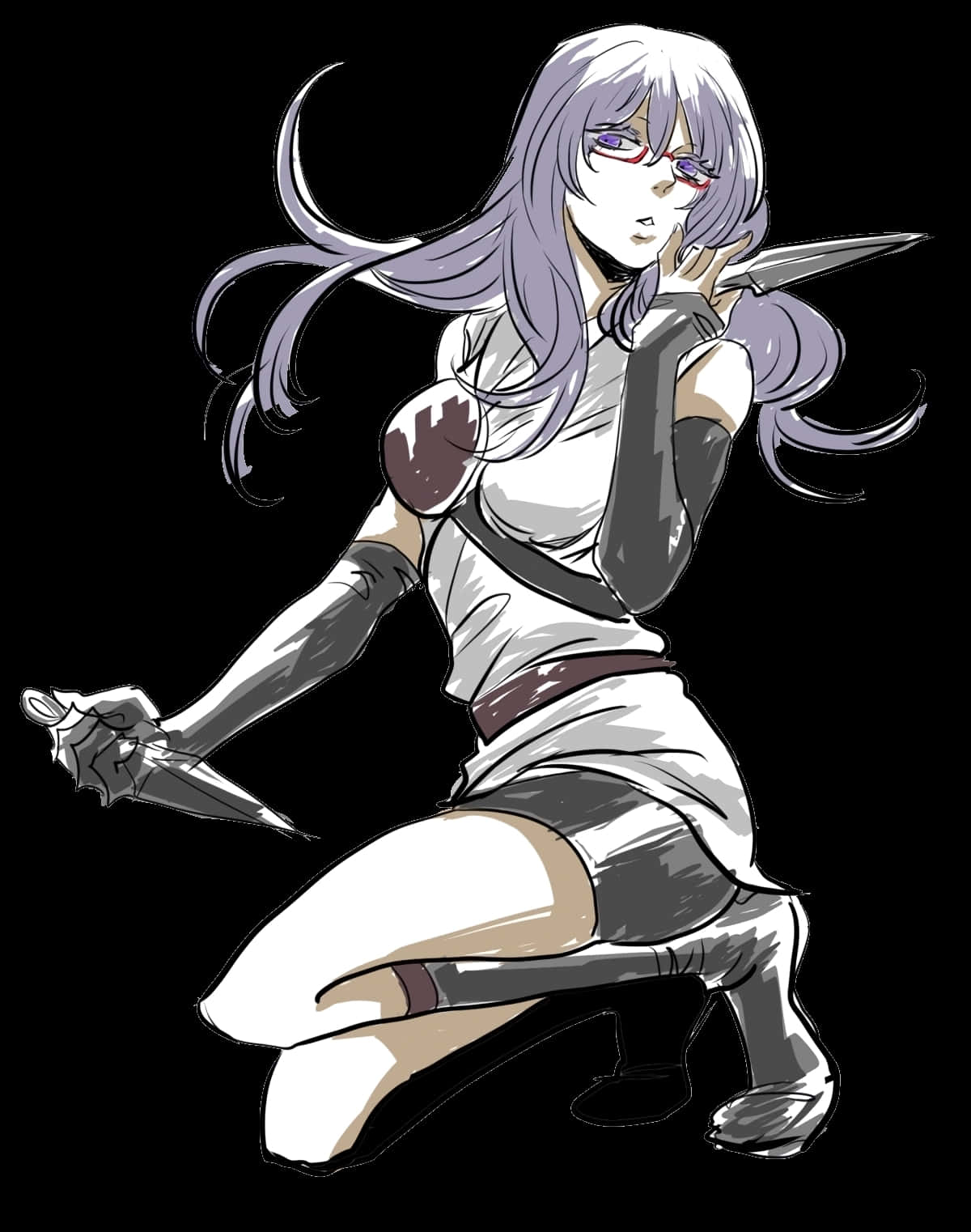 Ayame Sarutobi, silver-haired, white outfit, HD Phone Wallpaper