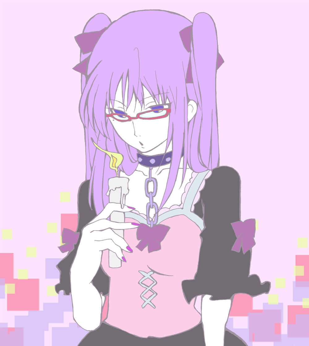 Ayame Sarutobi, purple-haired anime character, red glasses, SD Phone Wallpaper
