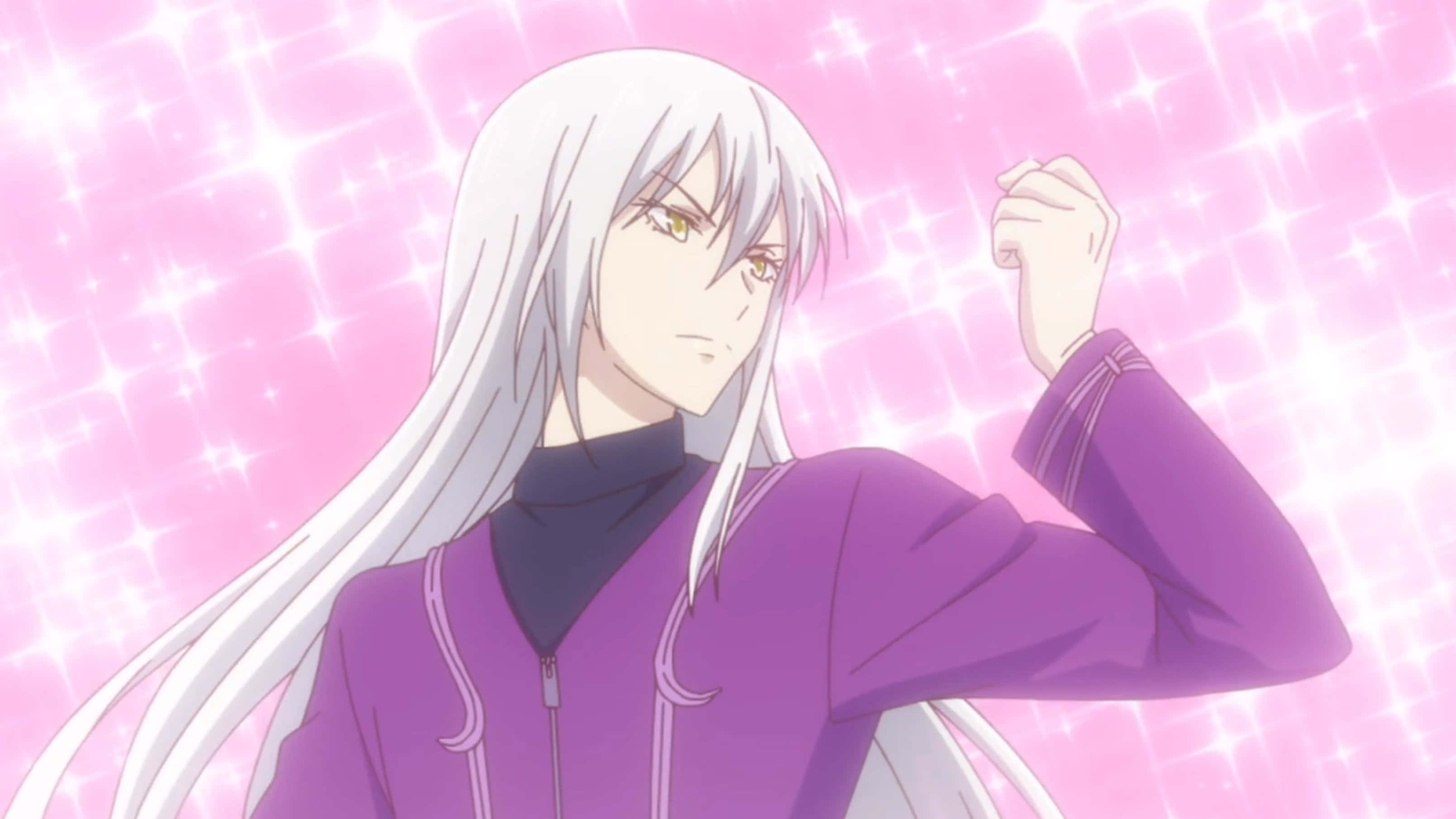 Ayame Sohma, silver-haired, purple hoodie, 2K Desktop Wallpaper
