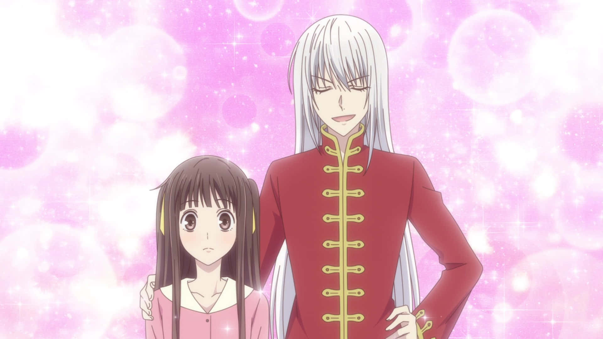Ayame Sohma, red jacket, silver-haired, Full HD Desktop Wallpaper