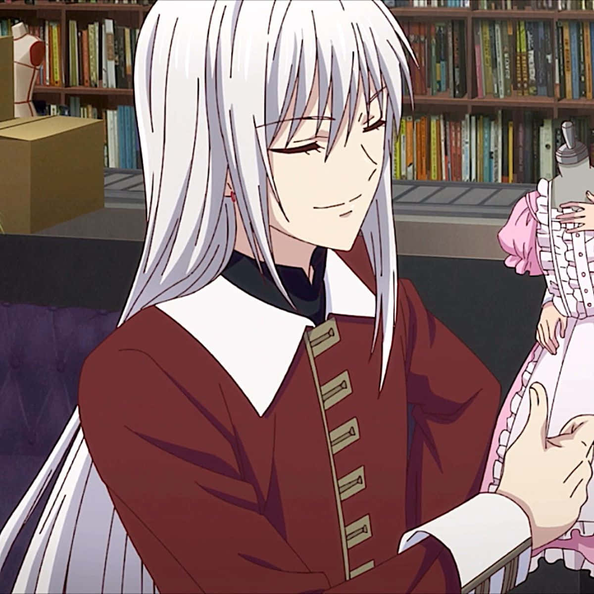 Ayame Sohma, silver-haired, red coat, SD Desktop Wallpaper