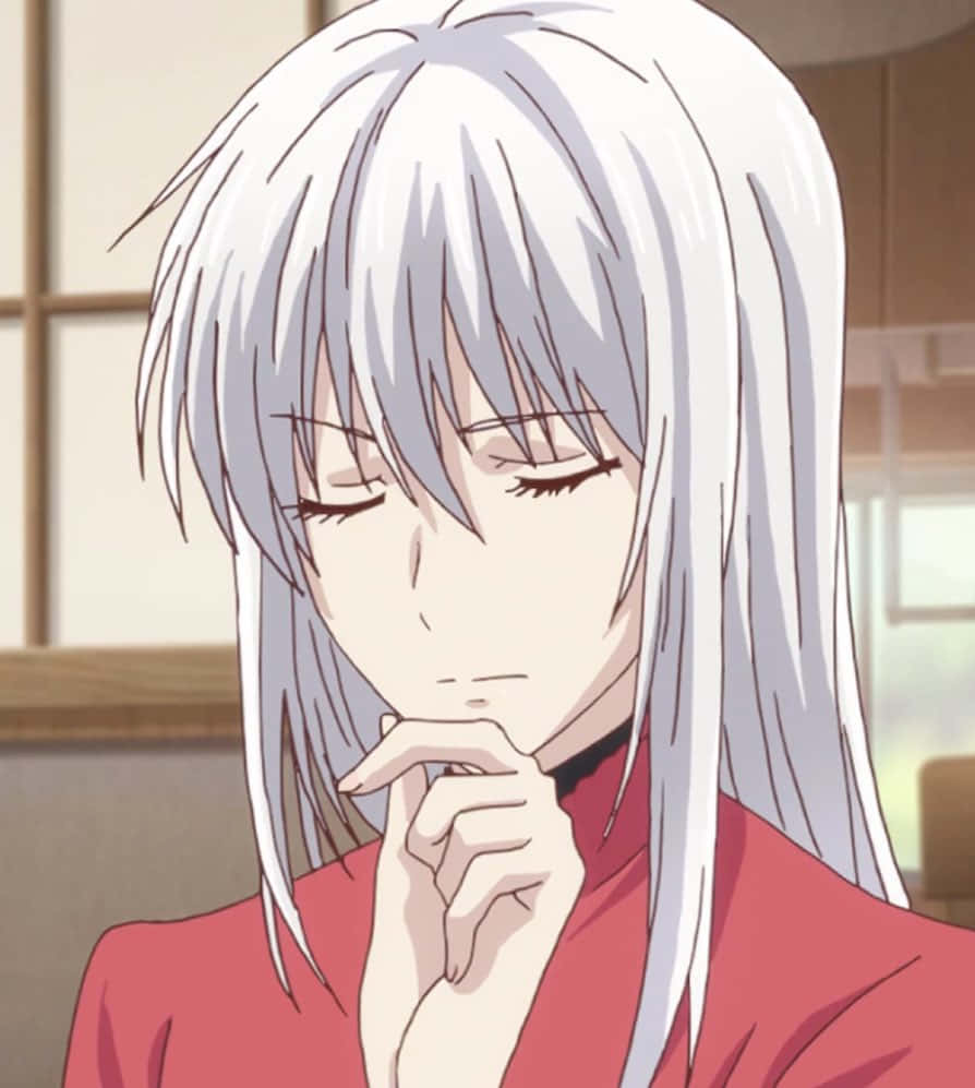 Ayame Sohma, long silver hair, closed eyes, SD Phone Wallpaper