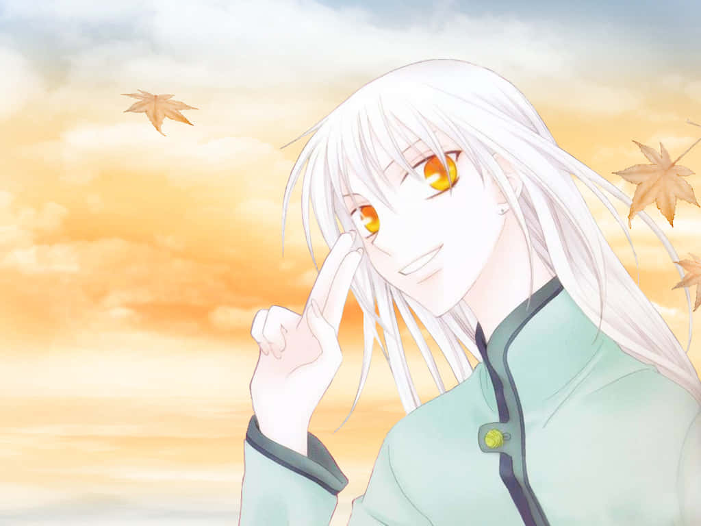 Ayame Sohma, white-haired, golden eyes, SD Desktop Wallpaper