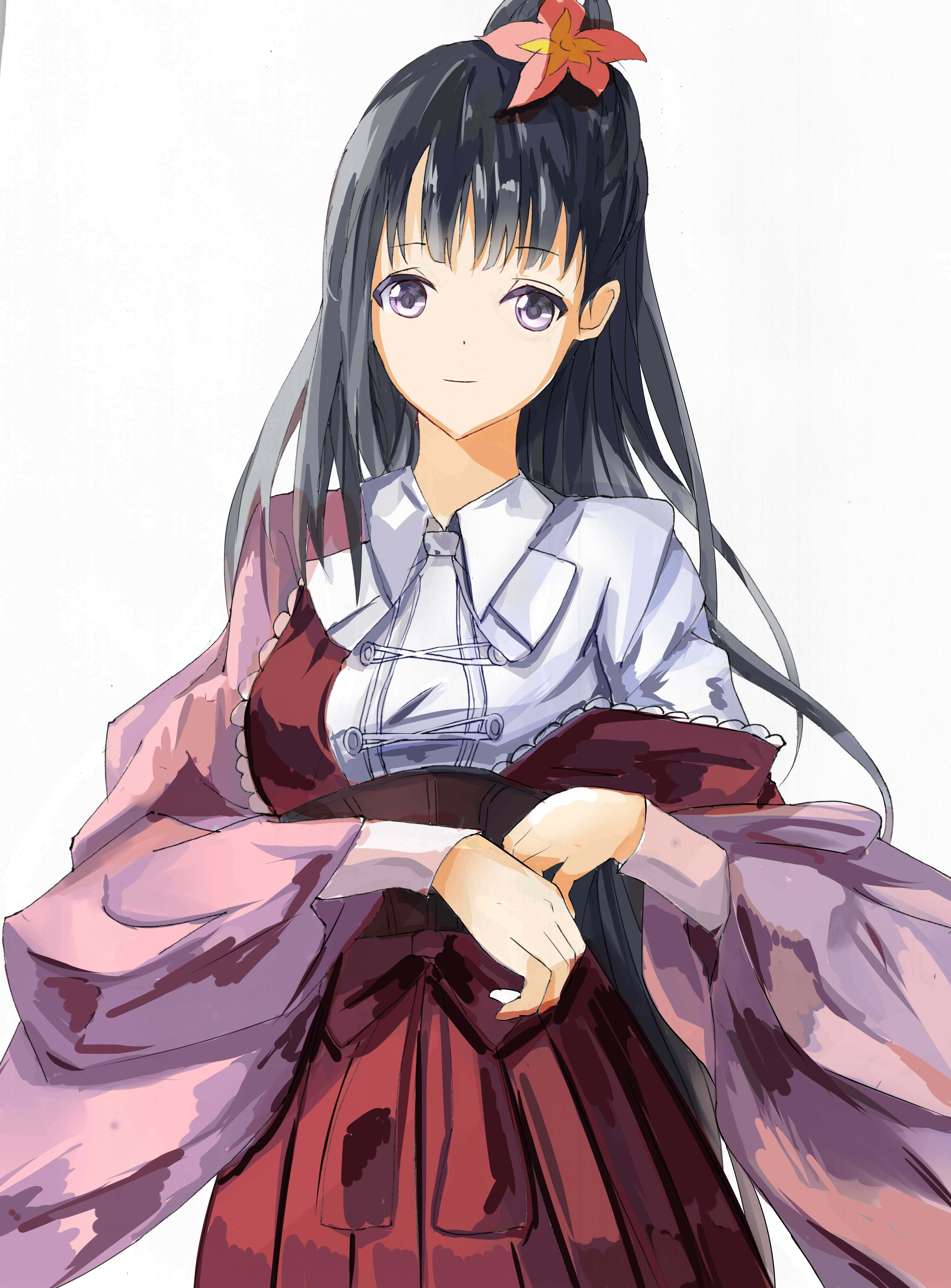 Ayame Yomogawa, dark hair, purple eyes, 5K Phone Wallpaper