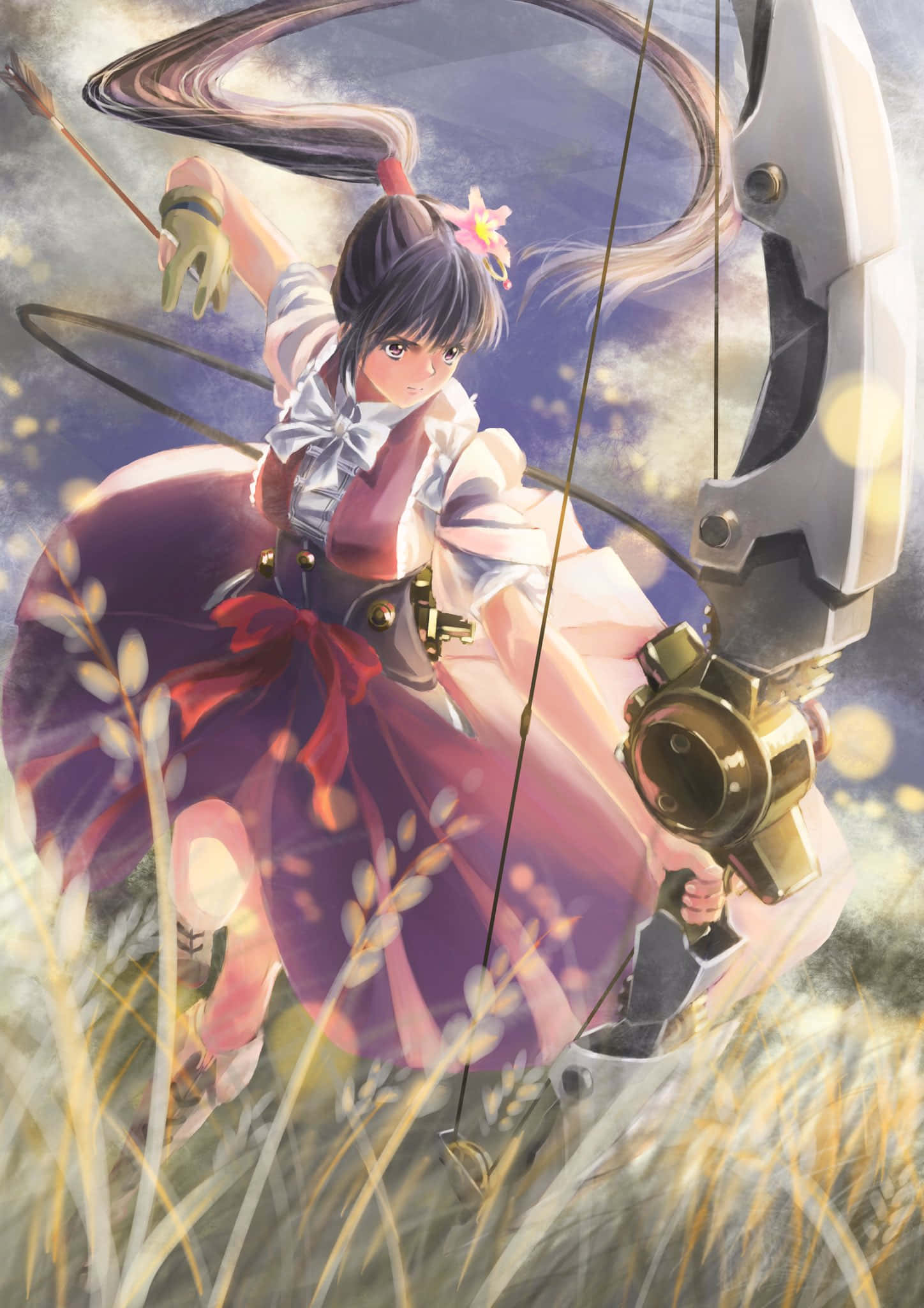 Ayame Yomogawa, steampunk princess, futuristic bow, Full HD Phone Wallpaper