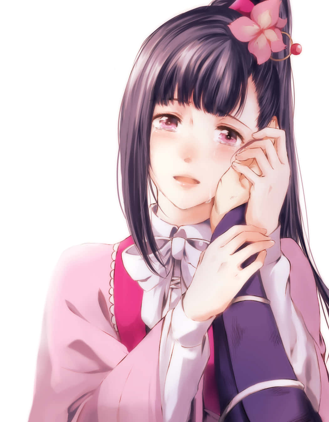 Ayame Yomogawa, dark hair, pink flower hairpin, HD Phone Wallpaper