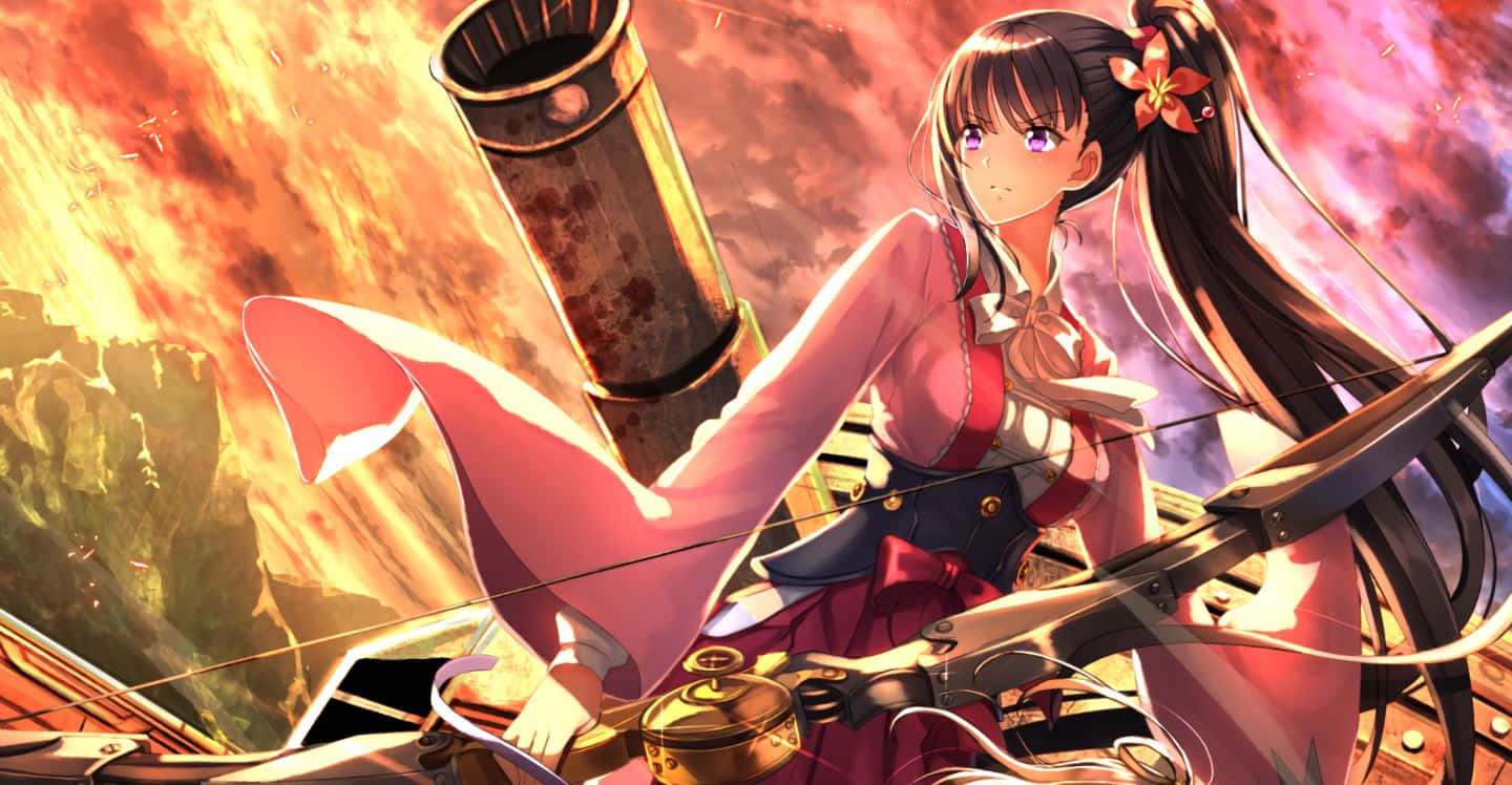Ayame Yomogawa, long dark hair, purple eyes, HD Desktop Wallpaper