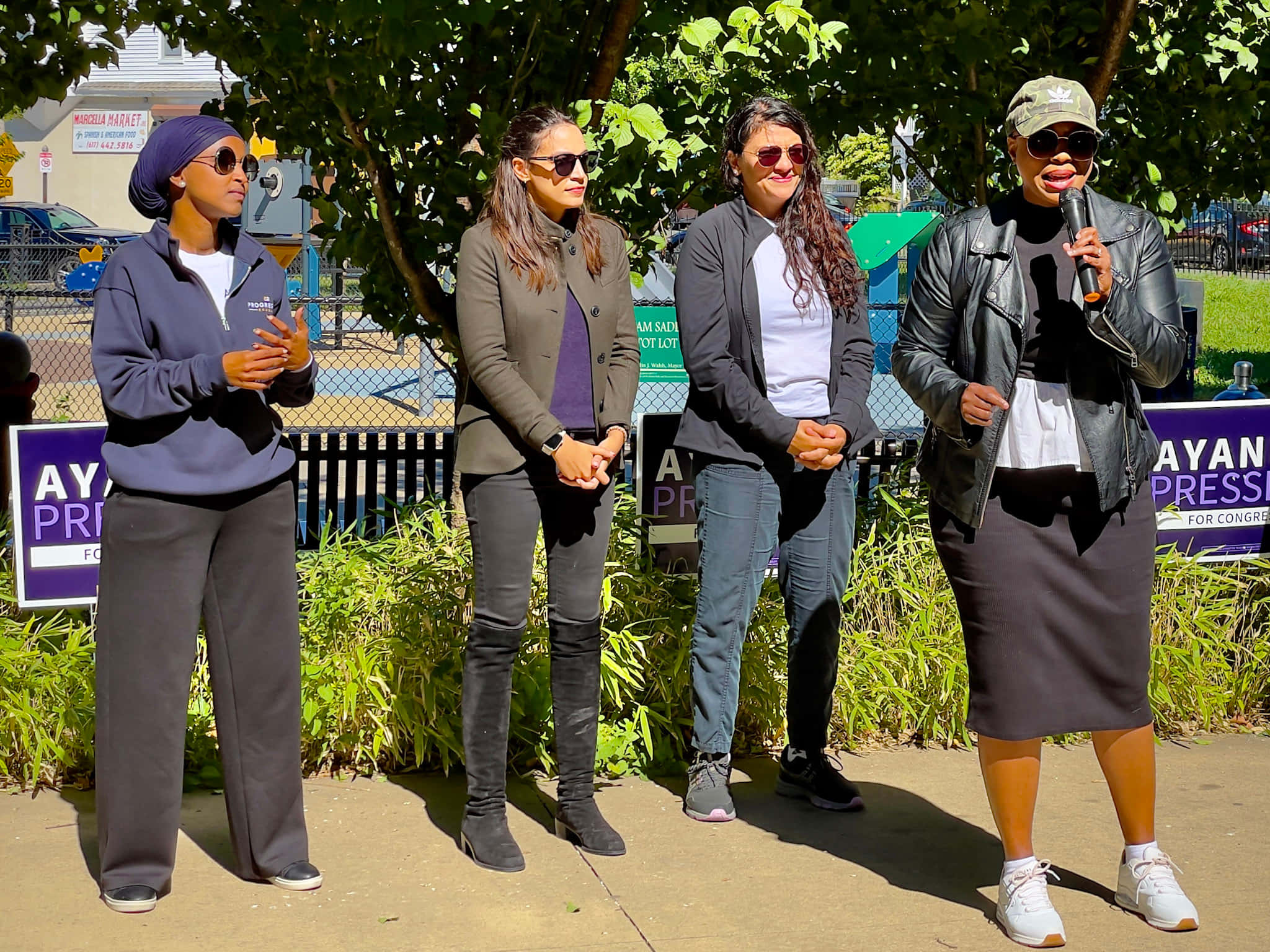Ayanna Pressley, campaign event, outdoors, Full HD Desktop Wallpaper