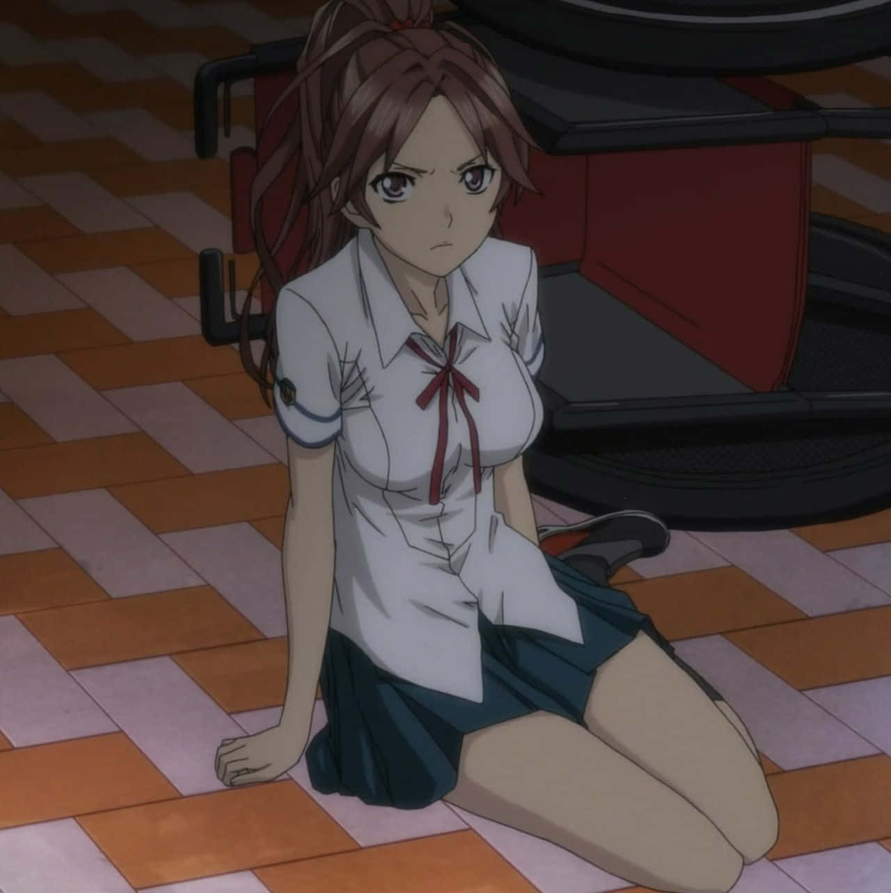 Ayase Shinomiya, school uniform, checkered floor, HD Phone Wallpaper