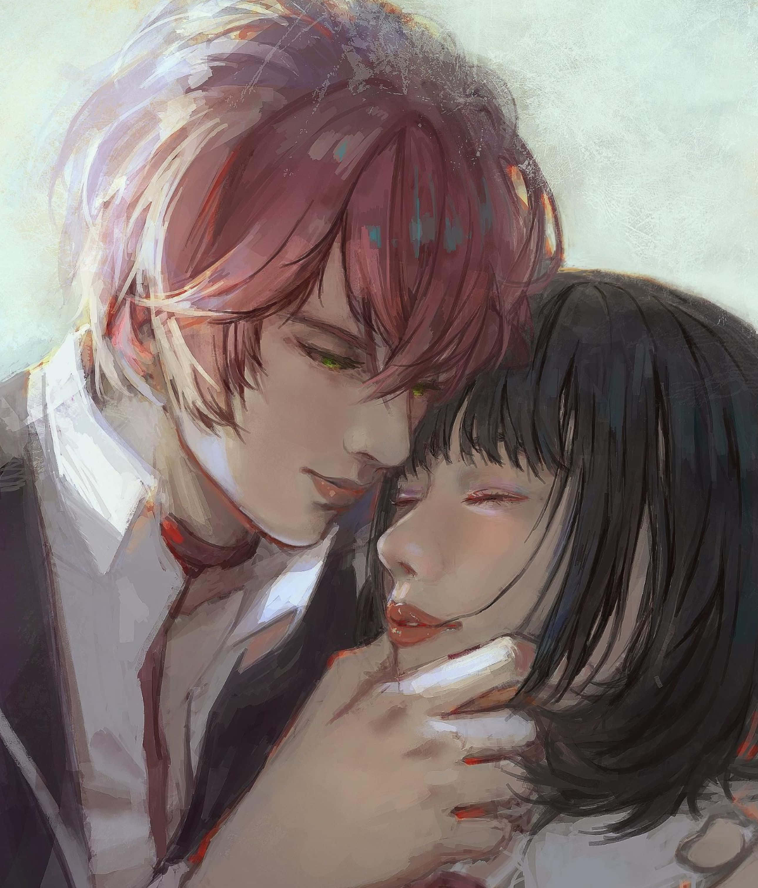 Ayato Sakamaki, red-haired man, black-haired woman, 2K Phone Wallpaper