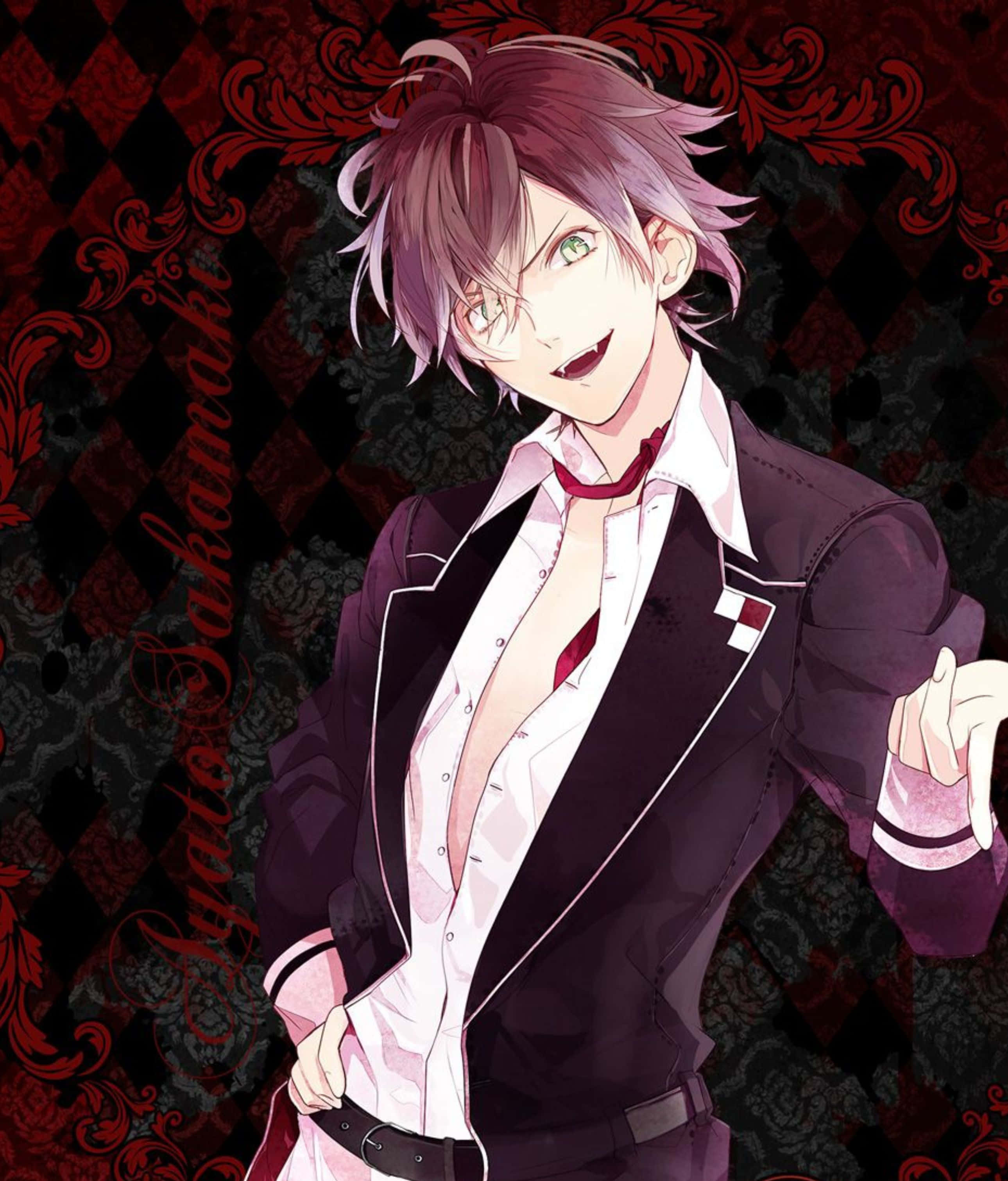 Ayato Sakamaki, pink hair, green eyes, 2K Phone Wallpaper