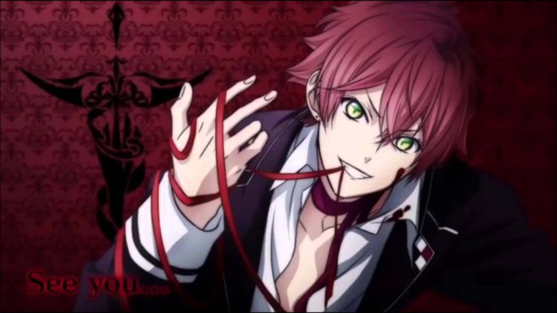 Ayato Sakamaki, red-haired, green eyes, Full HD Desktop Wallpaper