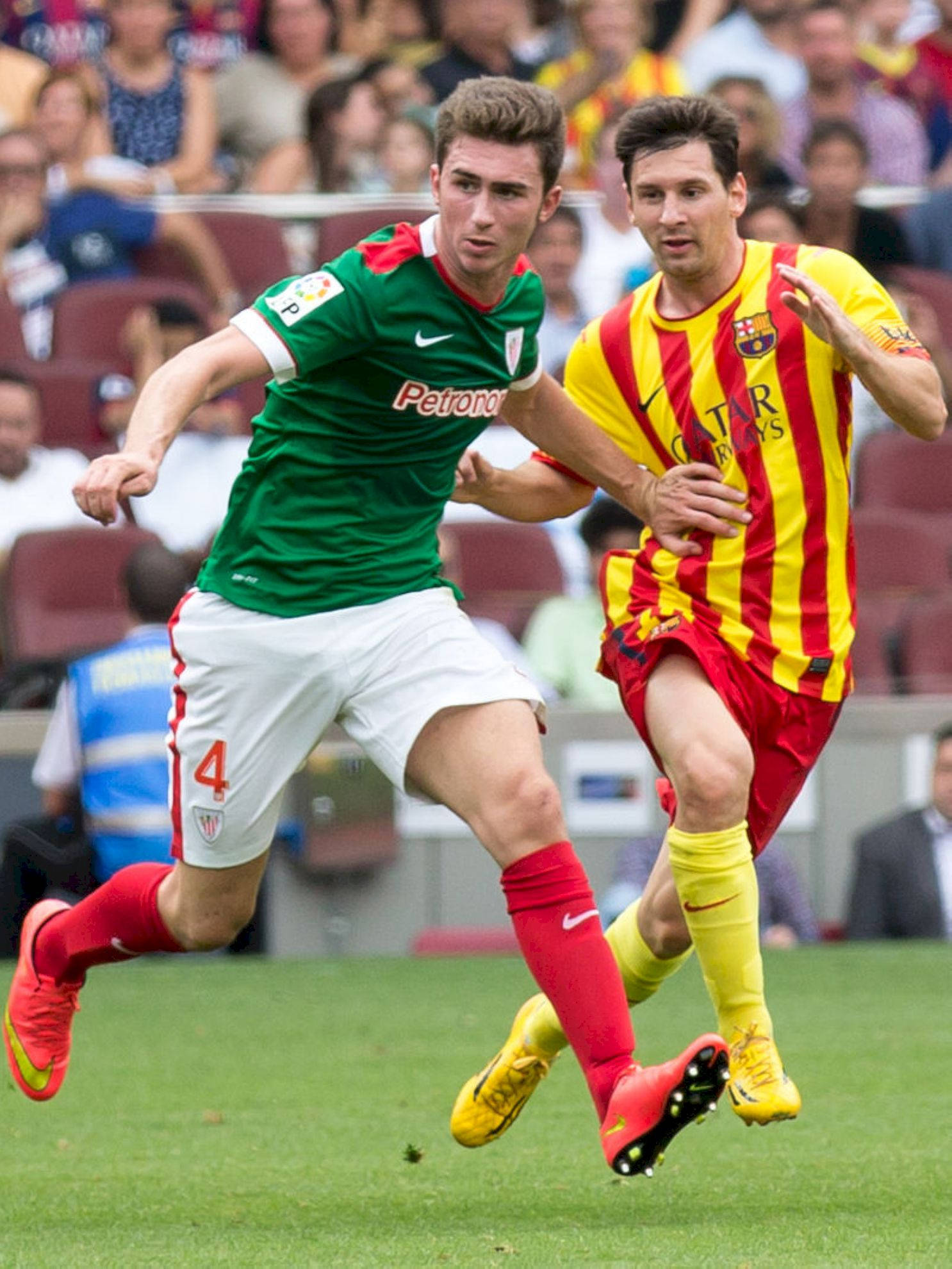 Aymeric Laporte, vibrant green pitch, bright daylight, Full HD Phone Wallpaper