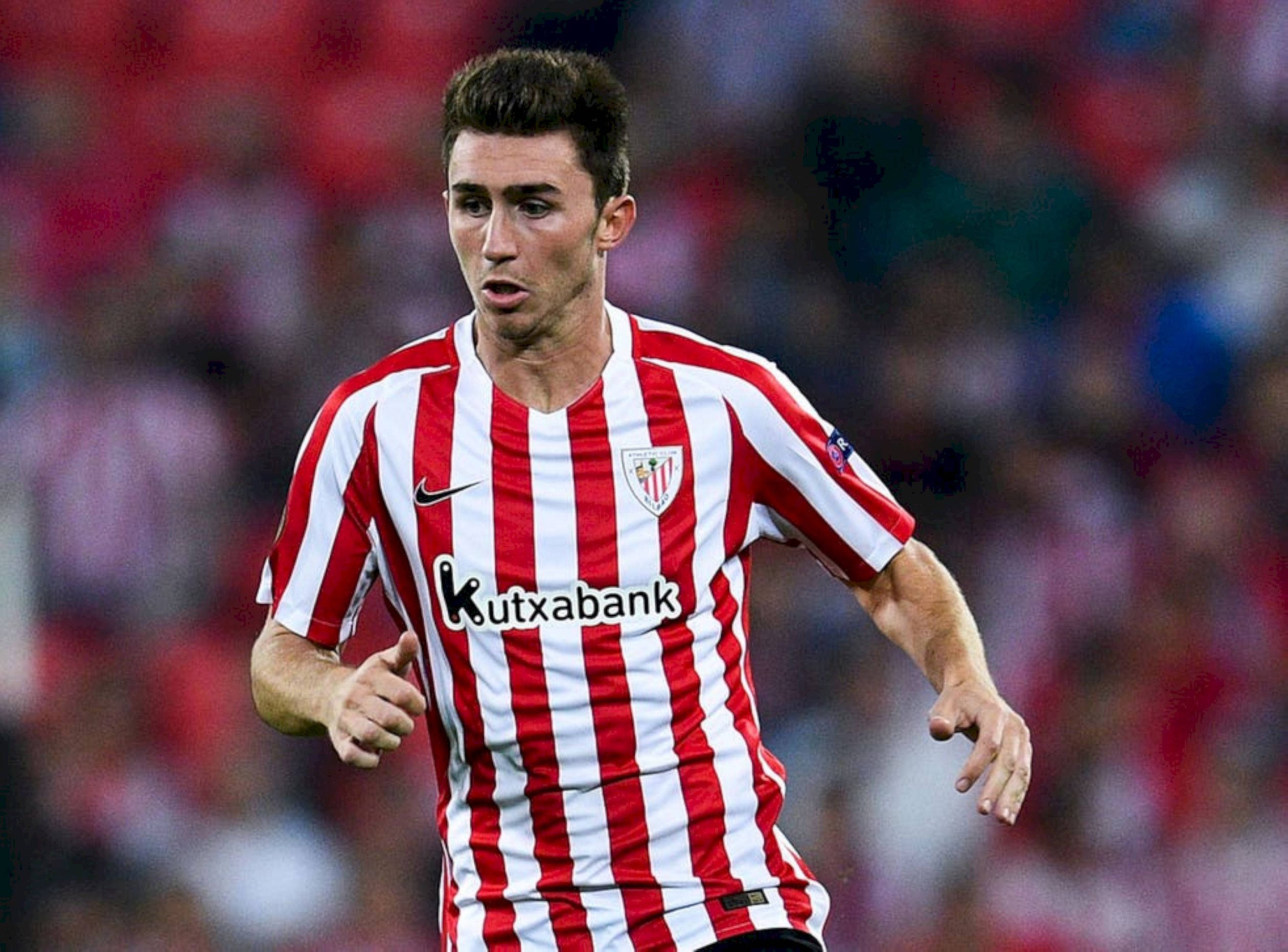 Aymeric Laporte, red and white striped jersey, soccer player, Full HD Desktop Wallpaper