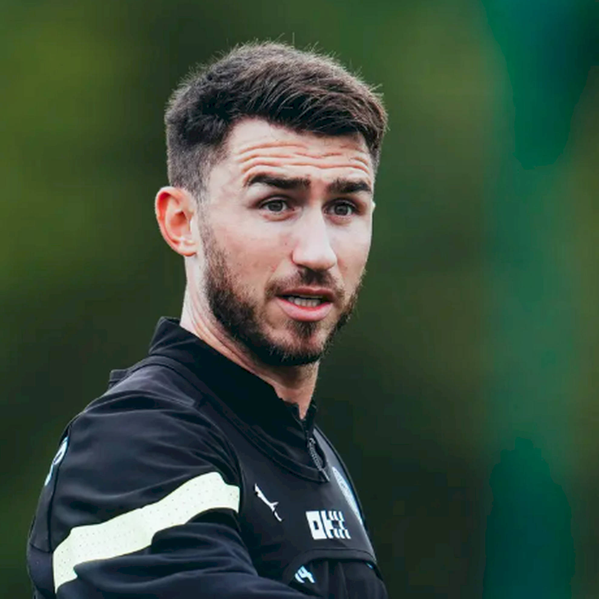 Aymeric Laporte, black training jacket, white stripes, Full HD Desktop Wallpaper