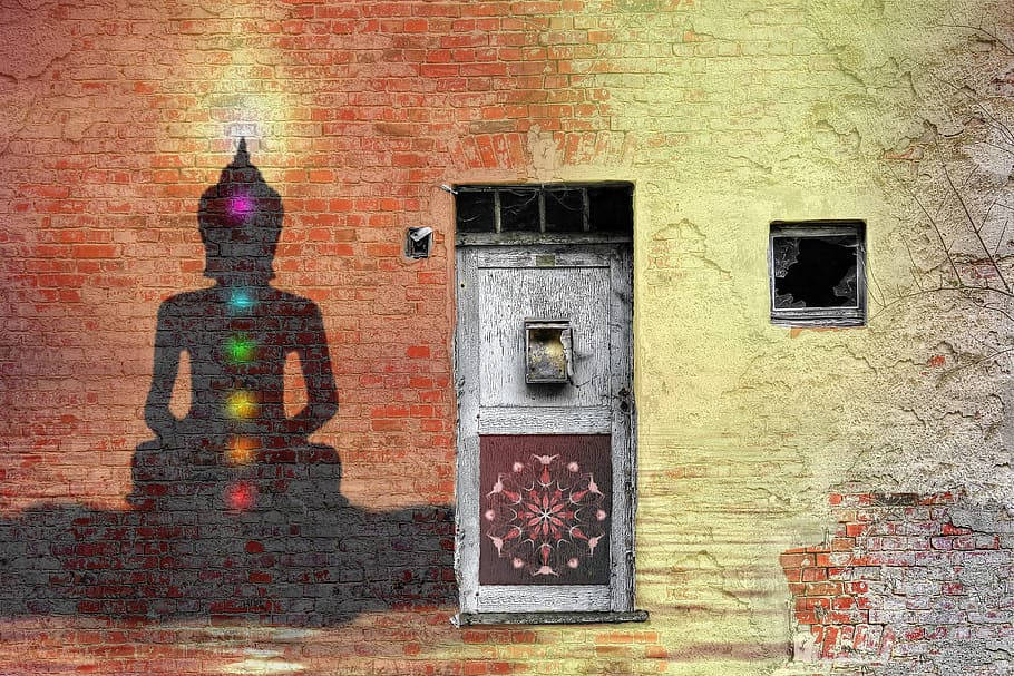 Ayurveda HD, chakra, weathered brick wall, SD Desktop Wallpaper