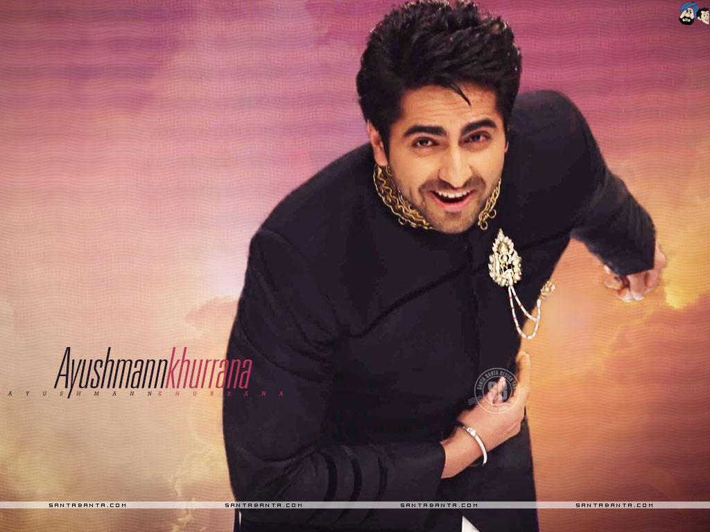 Ayushmann Khurrana, black outfit, gold jewelry, SD Desktop Wallpaper