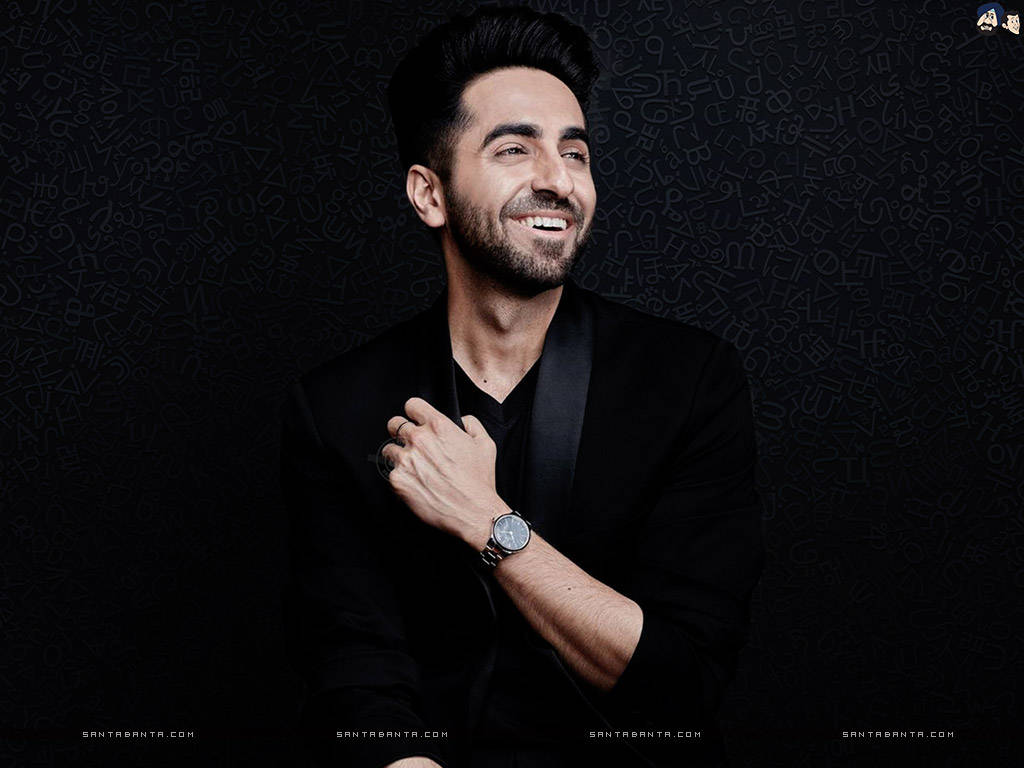 Ayushmann Khurrana, black suit, dark wall, SD Desktop Wallpaper