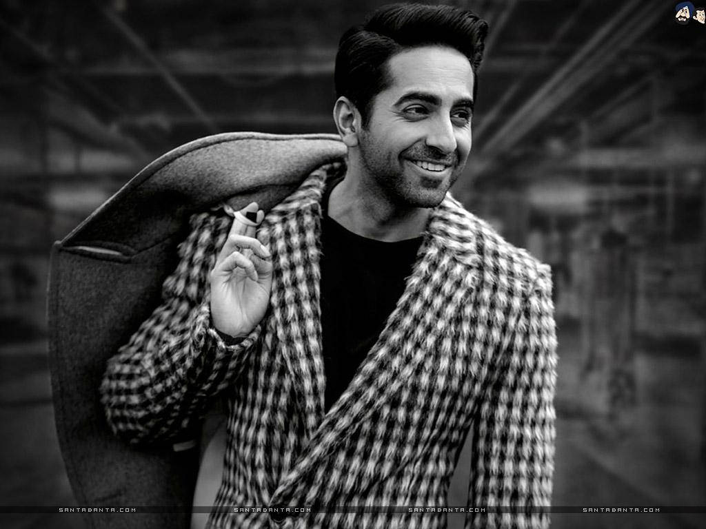 Ayushmann Khurrana, houndstooth coat, cigarette, SD Desktop Wallpaper