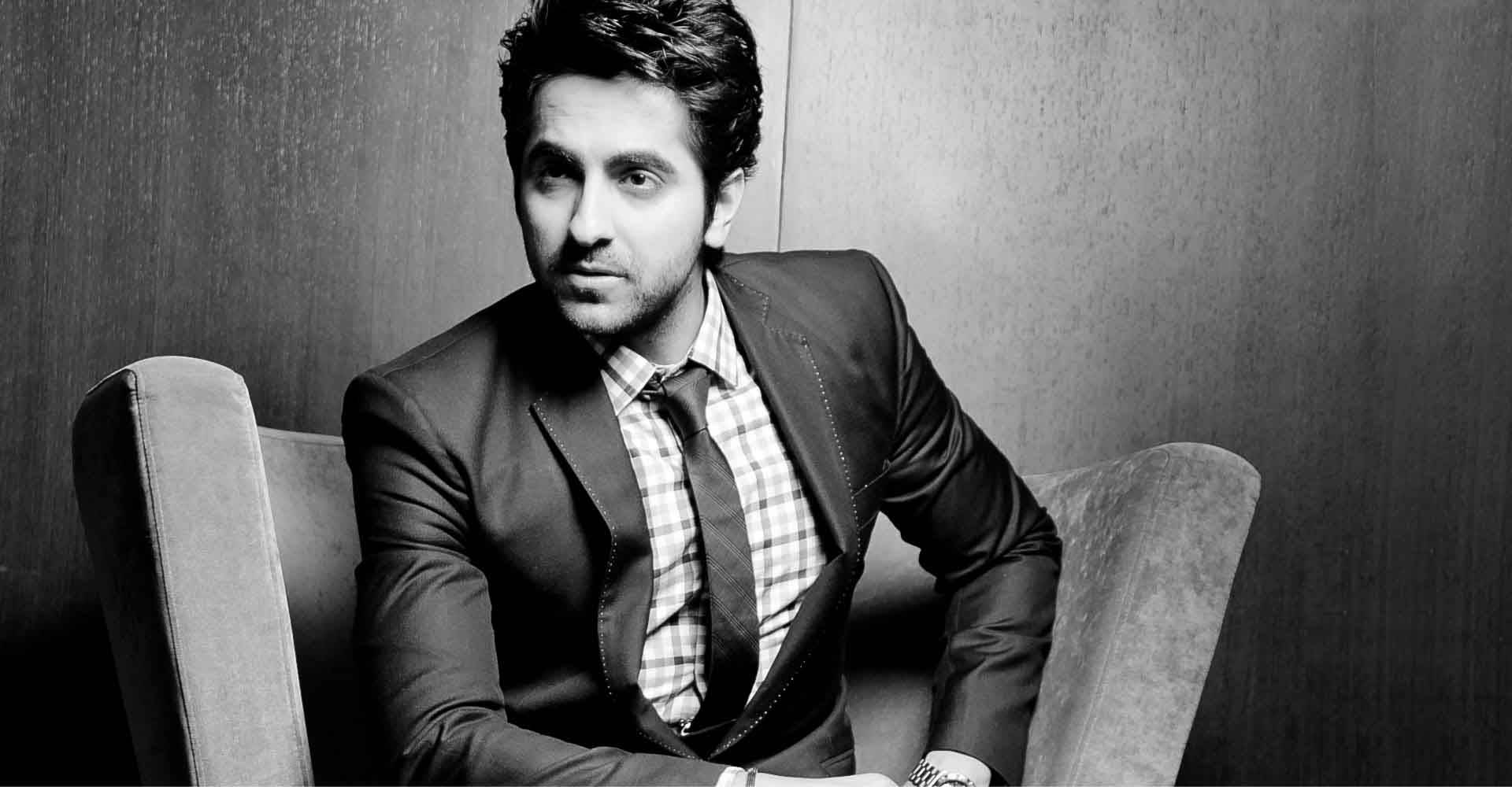Ayushmann Khurrana, black and white, suit, Full HD Desktop Wallpaper