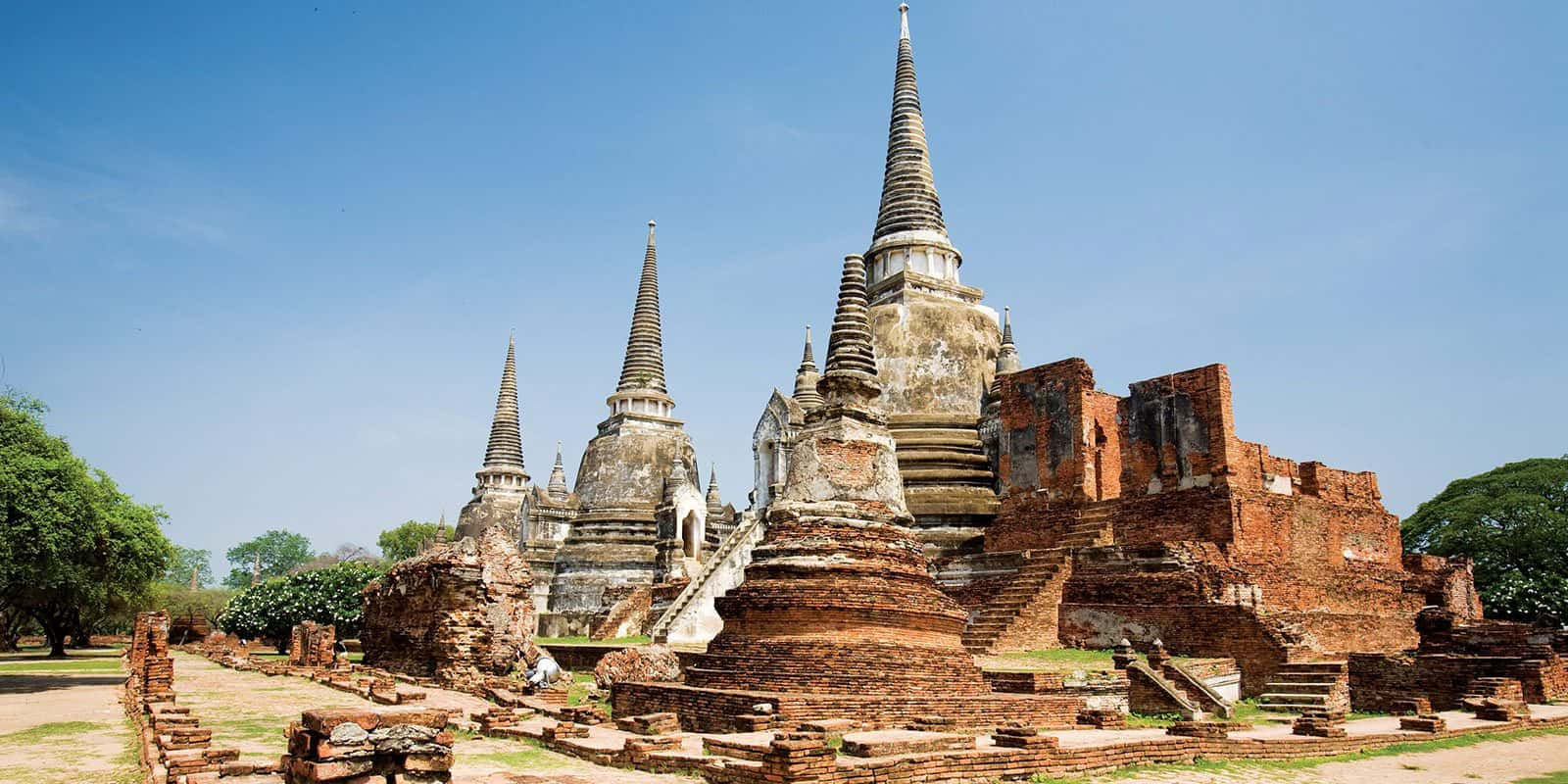 Ayutthaya Historical Park, weathered stupas, brick ruins, HD Desktop Wallpaper
