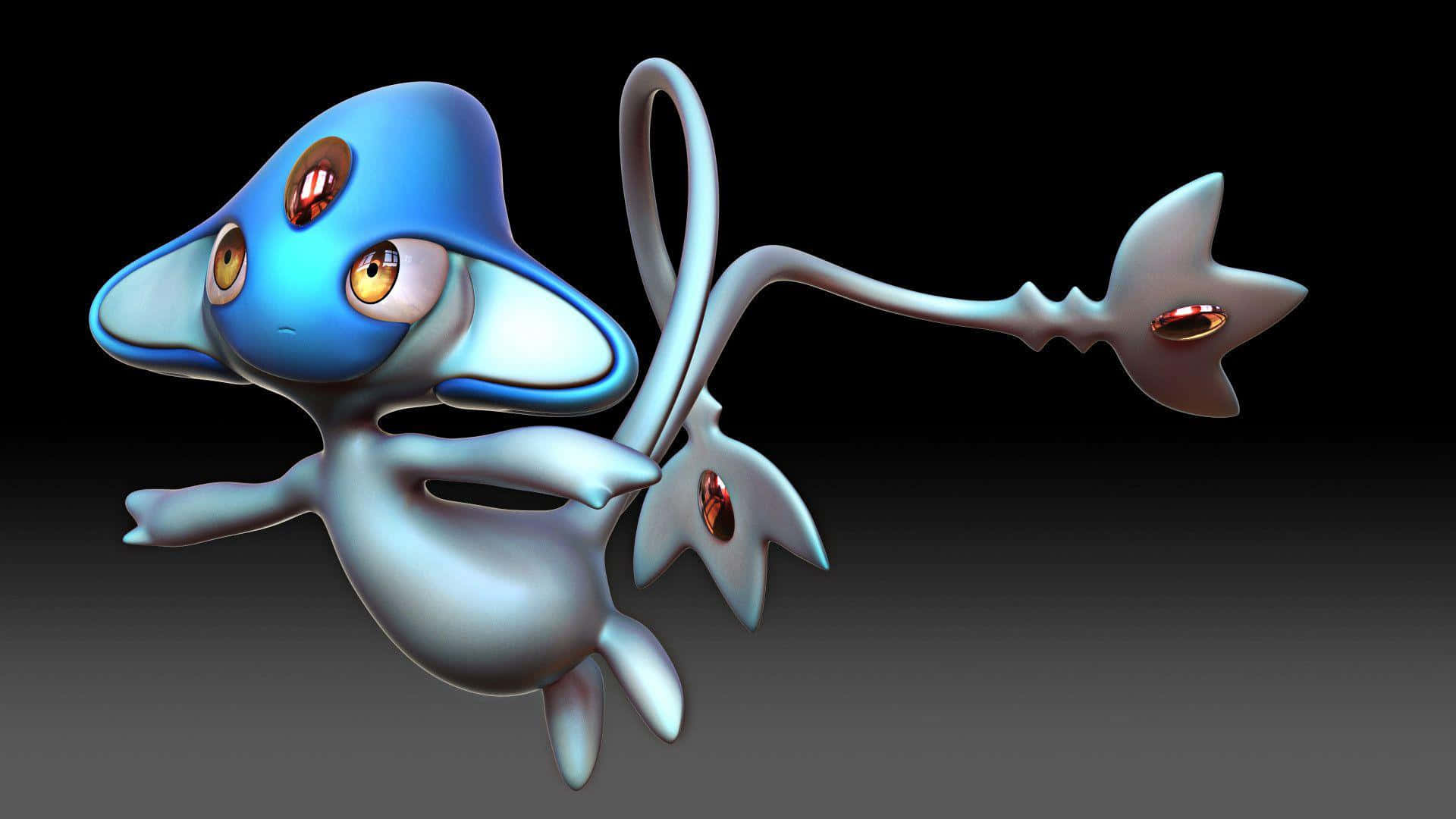 Azelf, glossy blue and silver, glowing amber eyes, Full HD Desktop Wallpaper