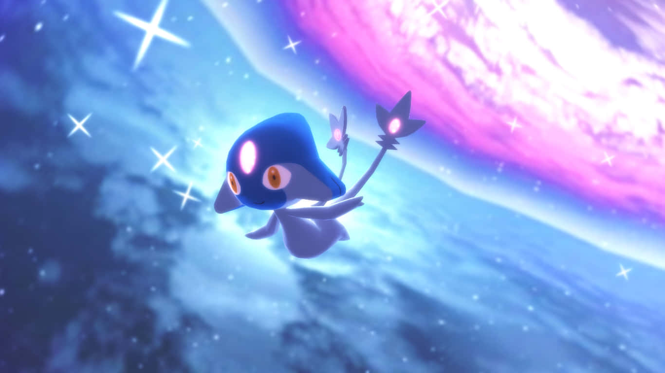 Azelf, blue pink sky, starry cosmic sky, HD Desktop Wallpaper